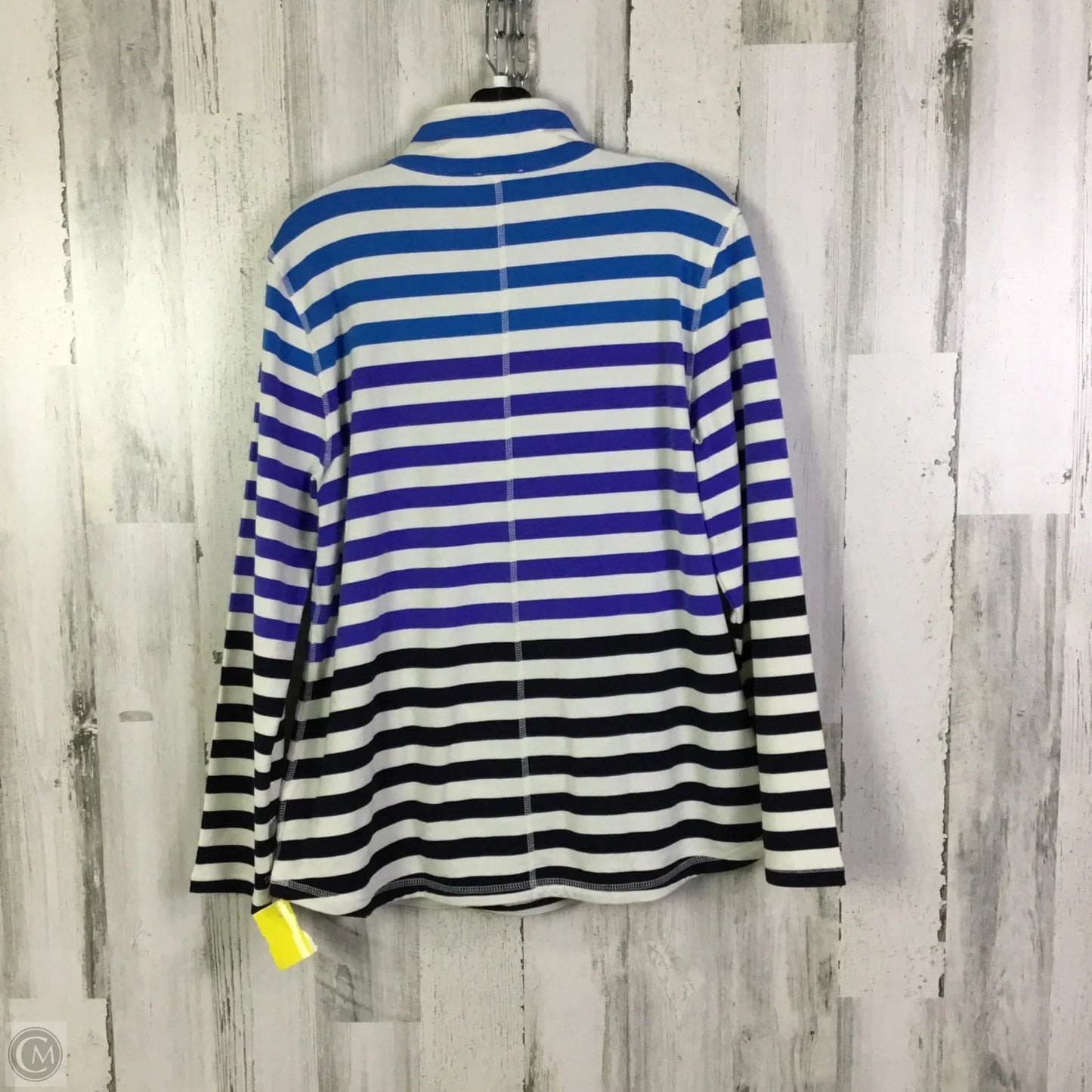 Athletic Top Long Sleeve Collar By Talbots In Blue & White, Size: L