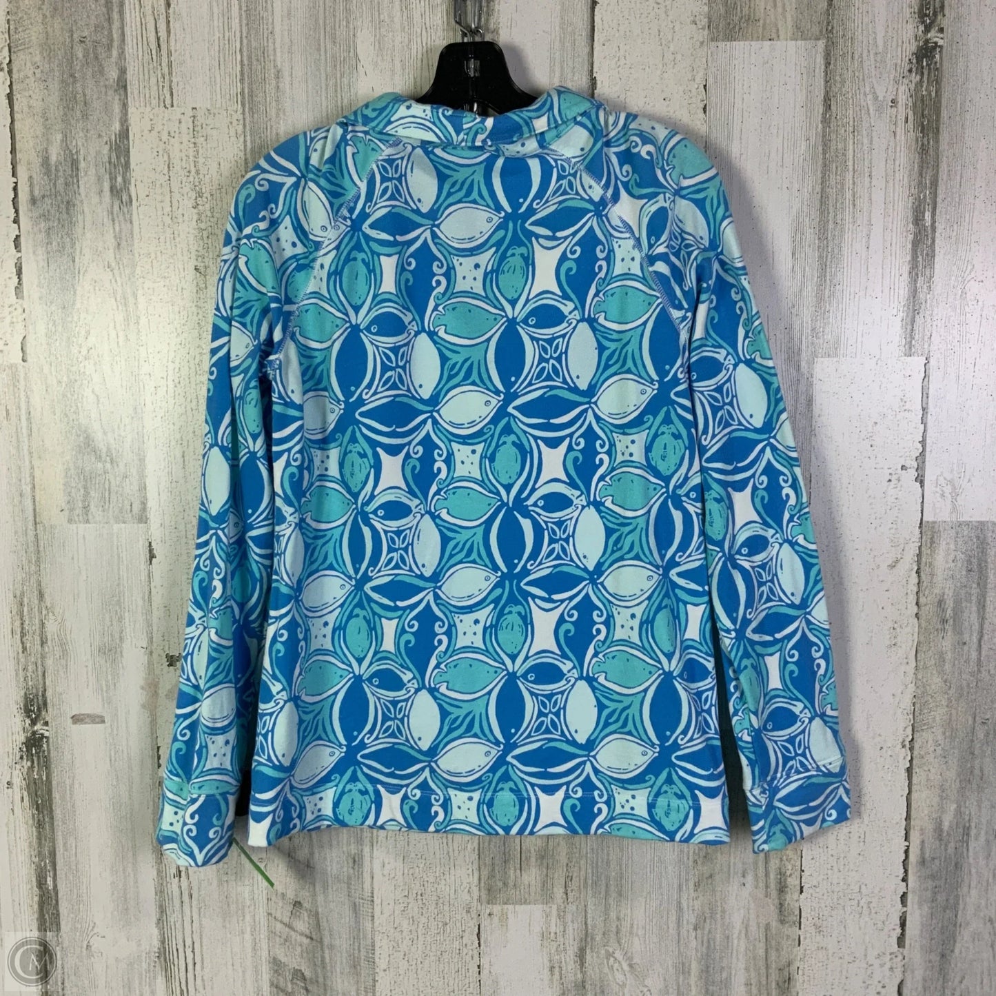 Top Long Sleeve Designer By Lilly Pulitzer In Blue & White, Size: M