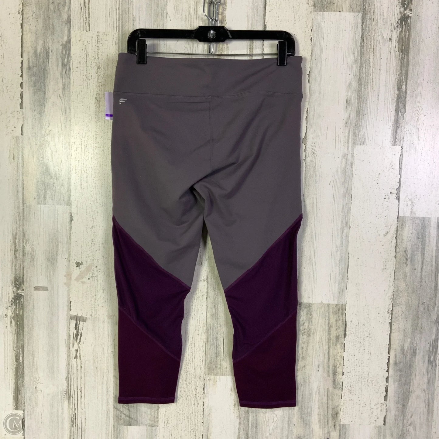 Athletic Leggings Capris By Fabletics In Grey & Purple, Size: L