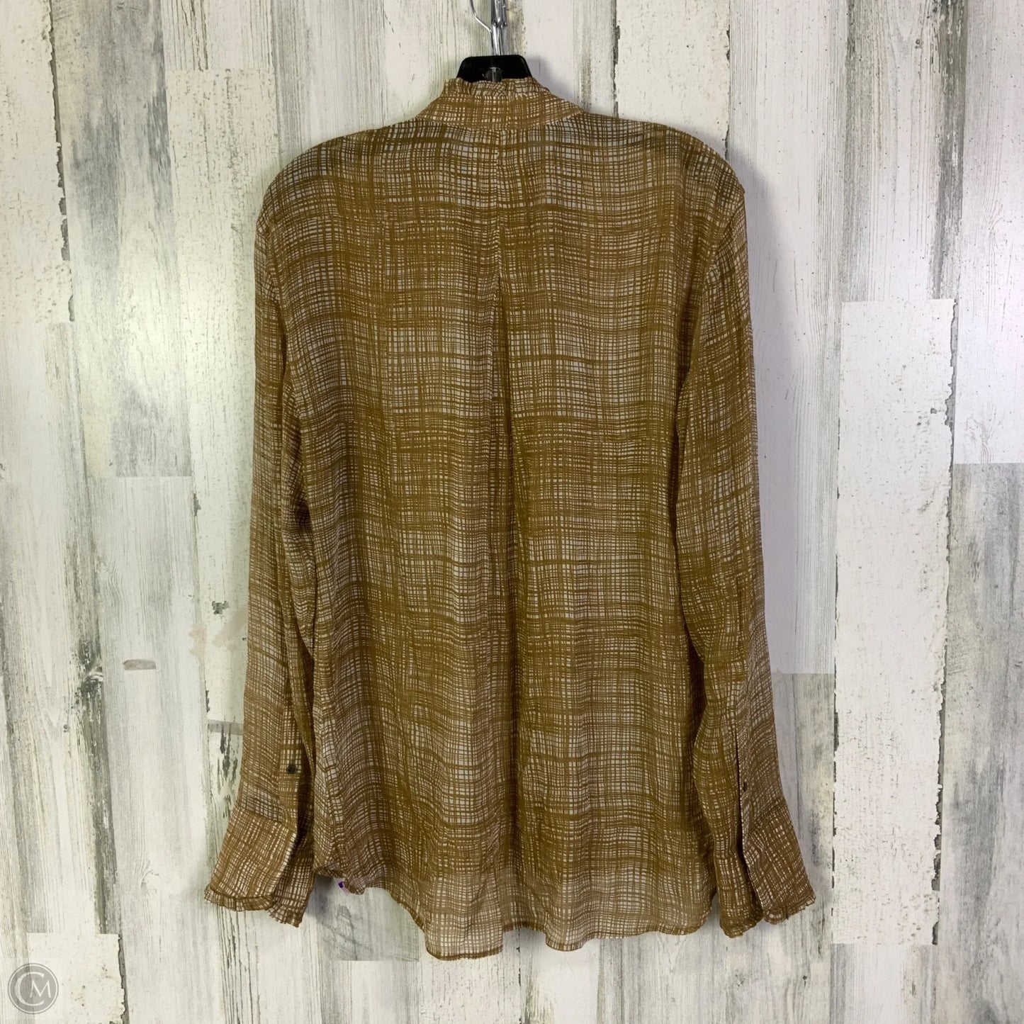 Blouse Long Sleeve By Rag And Bone In Tan & White, Size: L