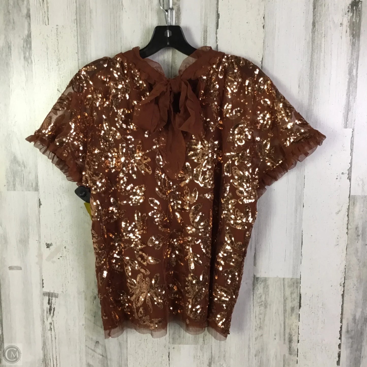 Blouse Short Sleeve By Anthropologie In Orange, Size: M