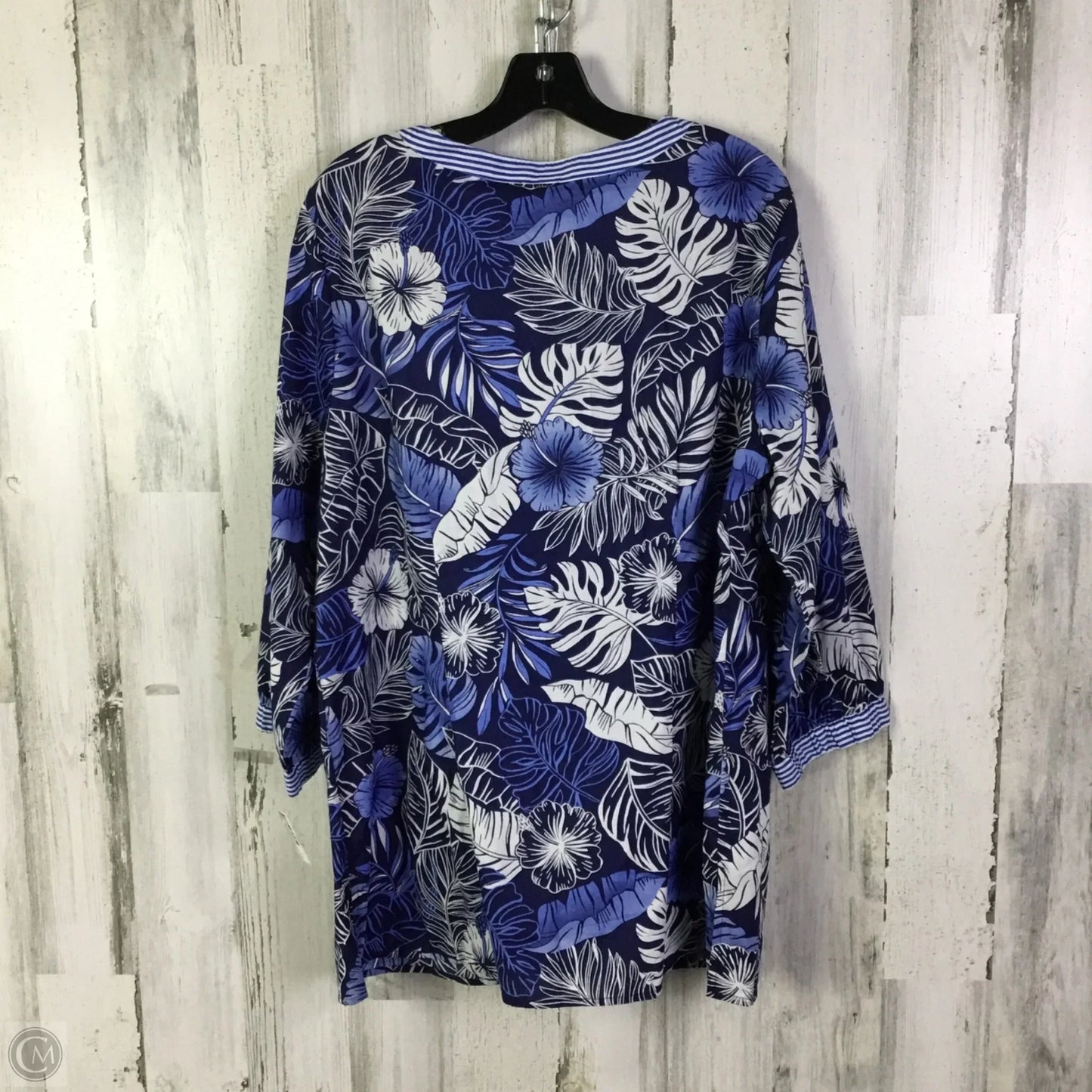 Top 3/4 Sleeve By Talbots In Blue, Size: 1x