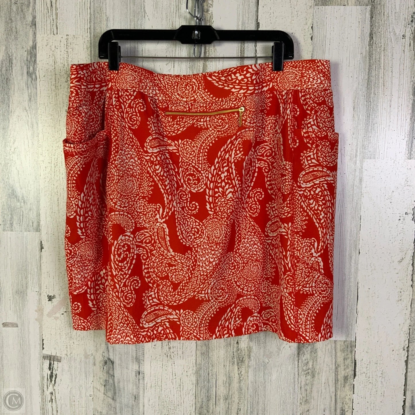 Skort By Chicos In Orange & White, Size: 1x