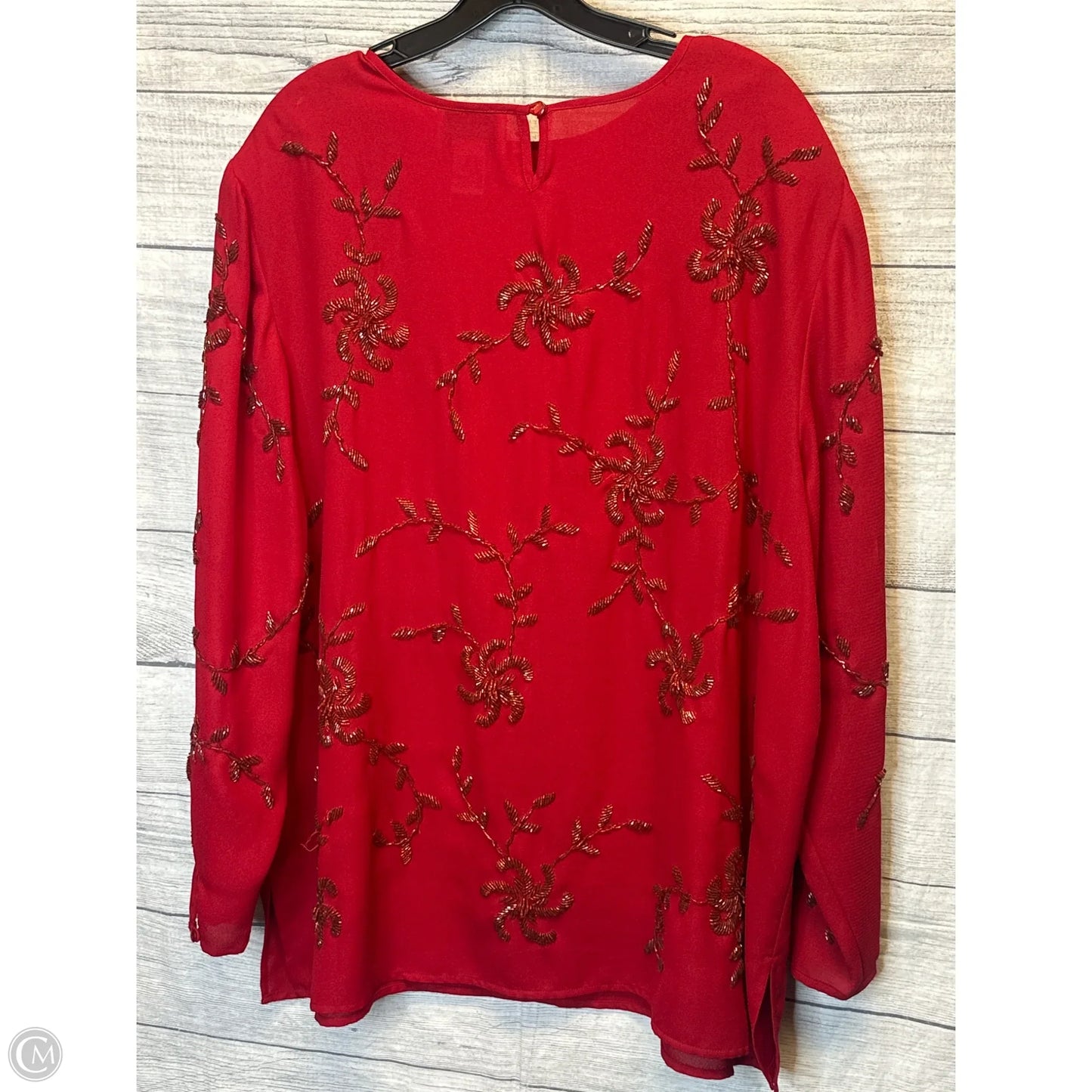 Blouse Long Sleeve By Clothes Mentor In Red, Size: 20