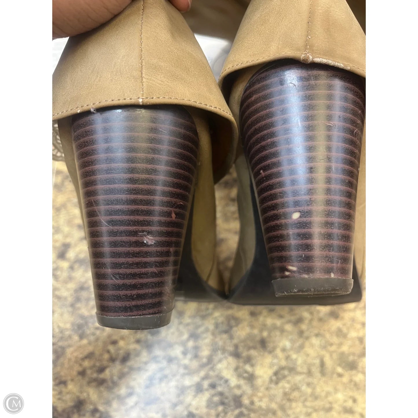 Boots Knee Heels By Cmf In Tan, Size: 11