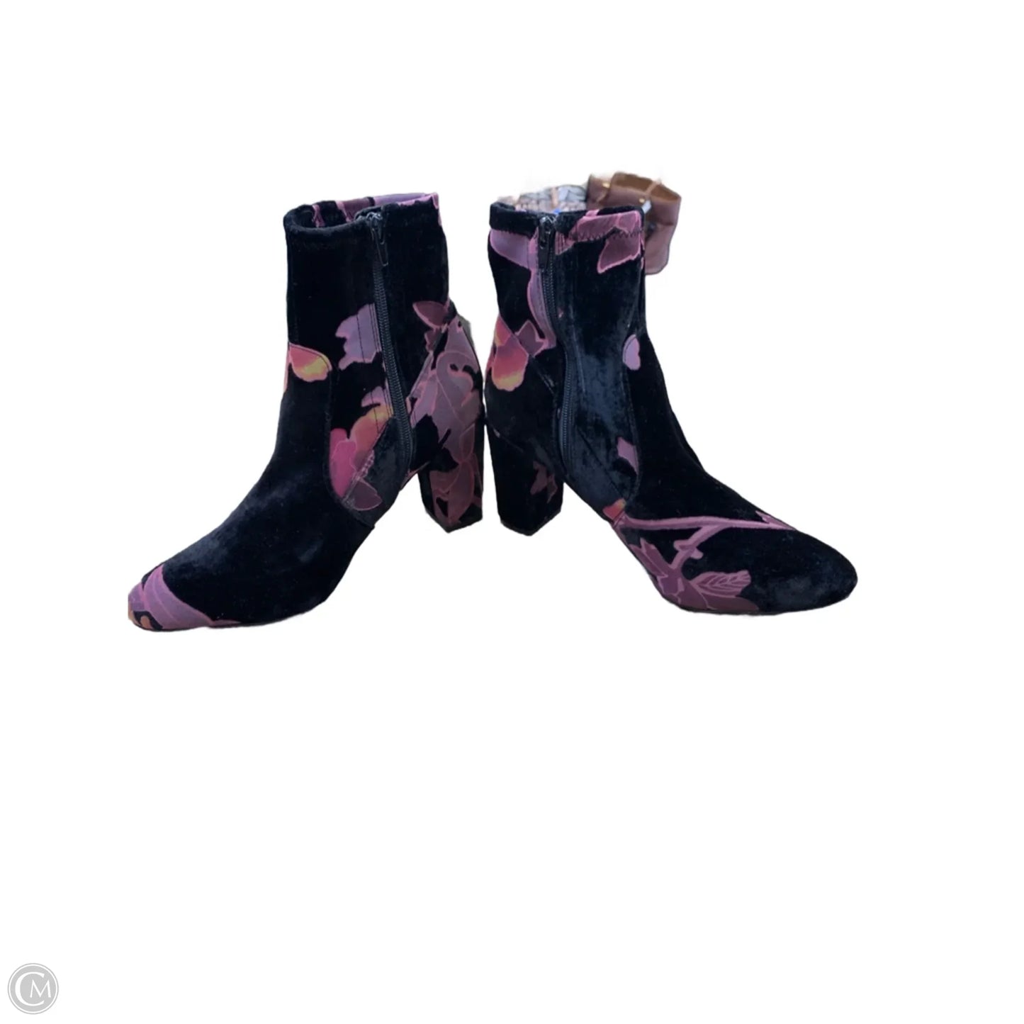 Boots Ankle Heels By Steve Madden In Black & Pink, Size: 9.5