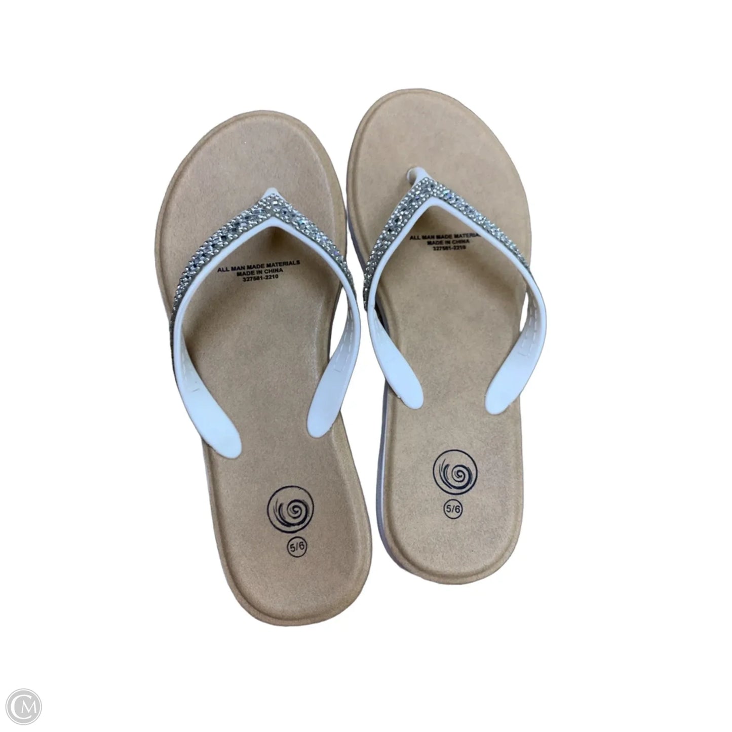 Sandals Flip Flops By Cmf In Silver & White, Size: 5.5