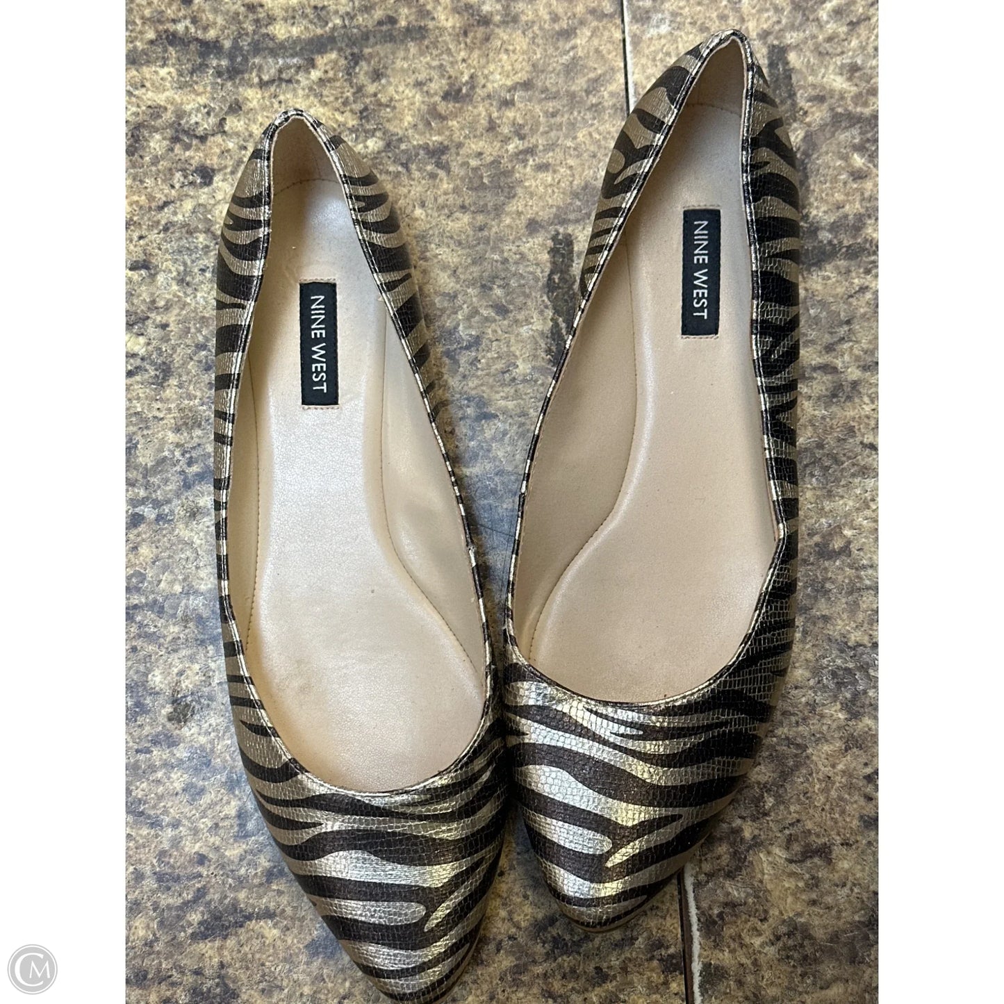 Shoes Flats By Nine West In Brown & Gold, Size: 8