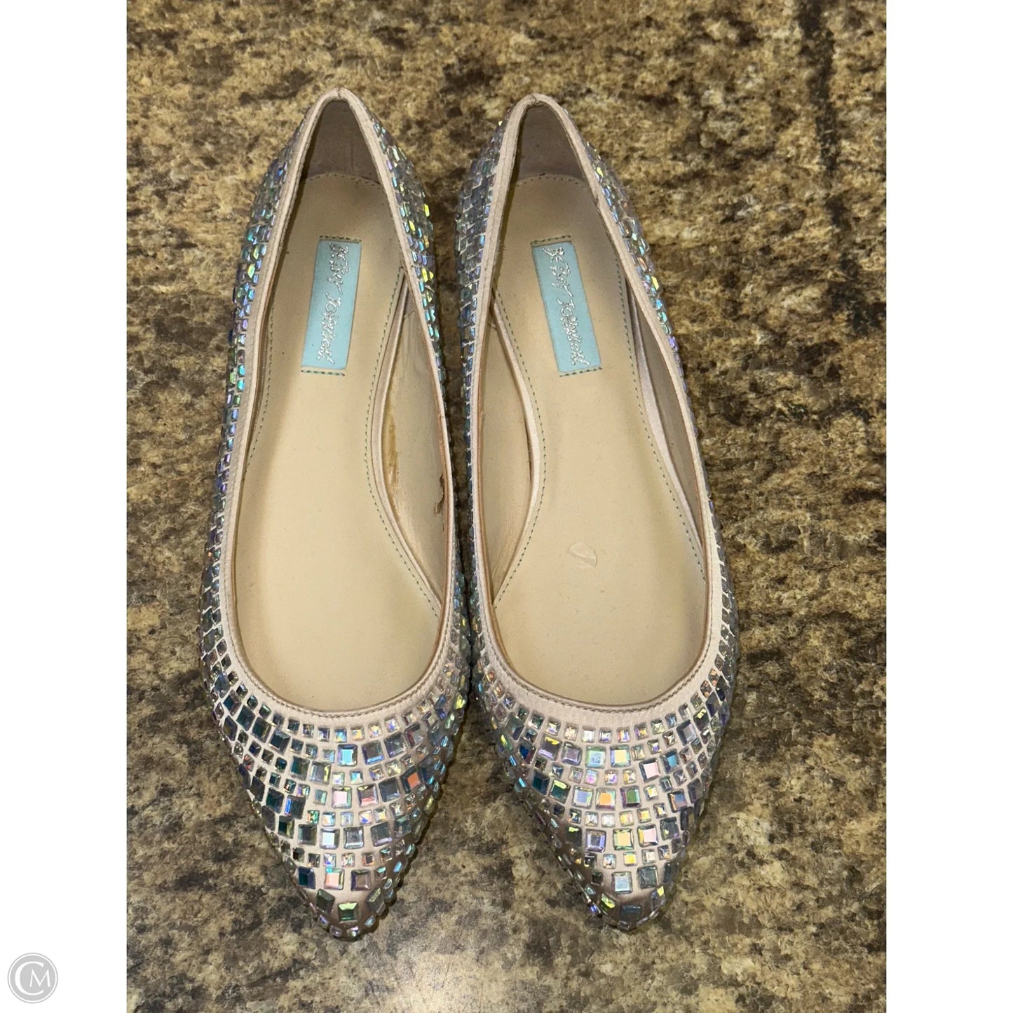 Shoes Flats By Betsey Johnson In Silver, Size: 8.5