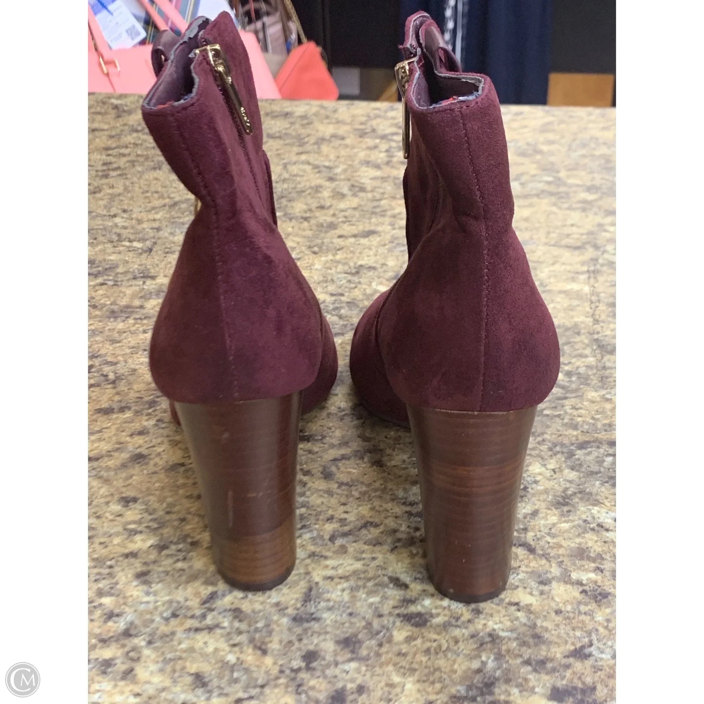 Boots Ankle Heels By Tommy Hilfiger In Maroon, Size: 9