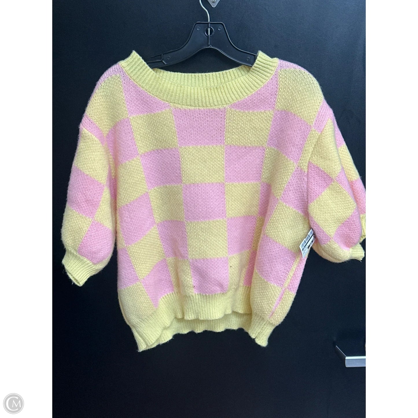 Sweater Short Sleeve By Cmf In Pink & Yellow, Size: L