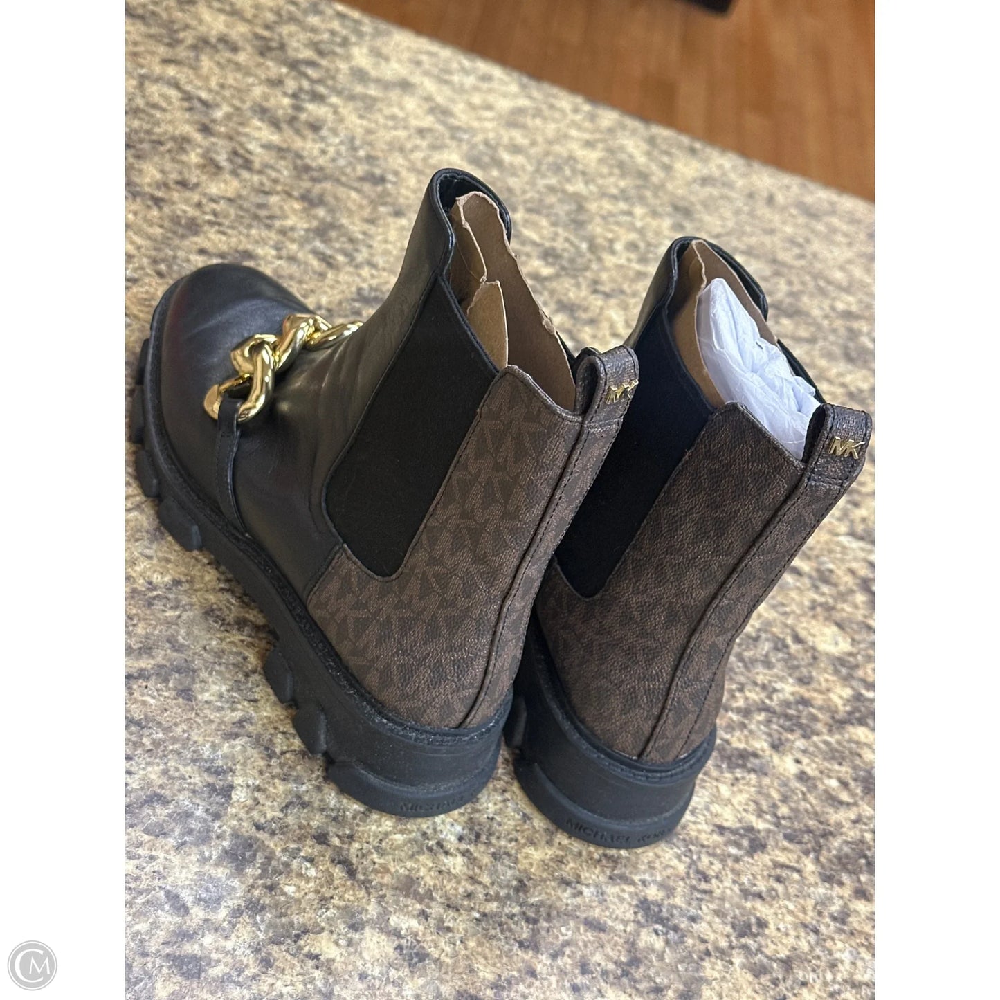 Boots Ankle Flats By Michael By Michael Kors In Black & Brown, Size: 8