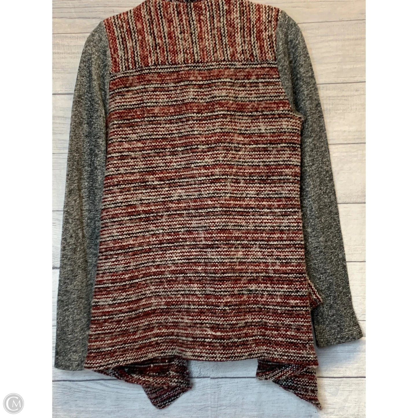 Cardigan By Lucky Brand In Grey & Red, Size: S