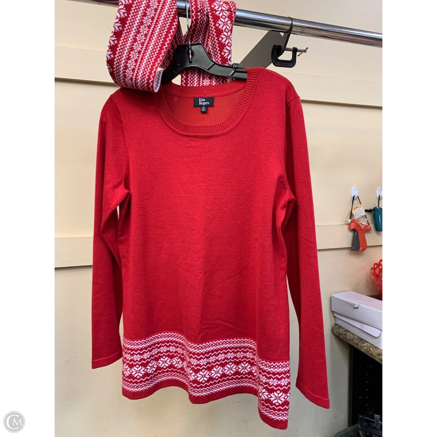 Sweater By Kim Rogers In Red & White, Size: Lp