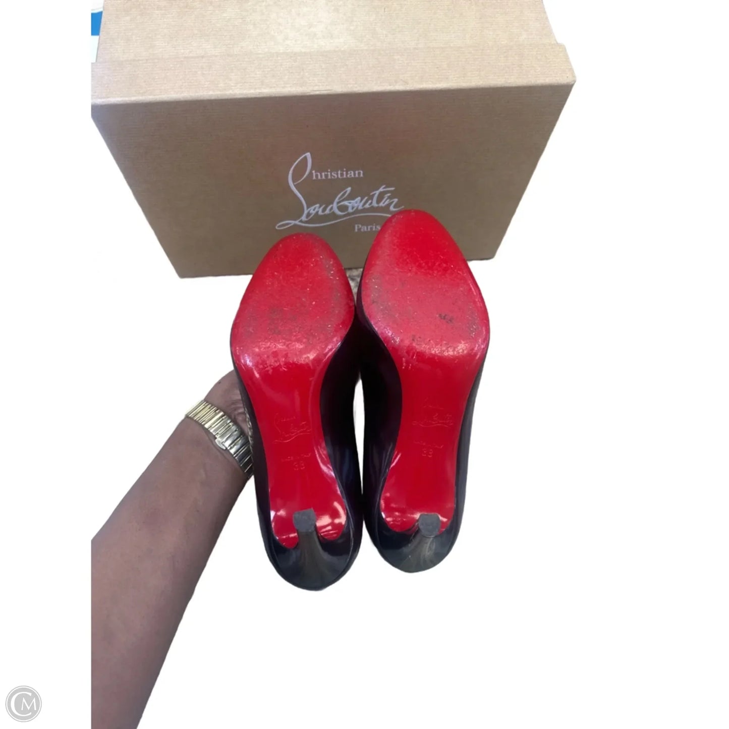 Shoes Luxury Designer By Christian Louboutin In Black, Size: 8