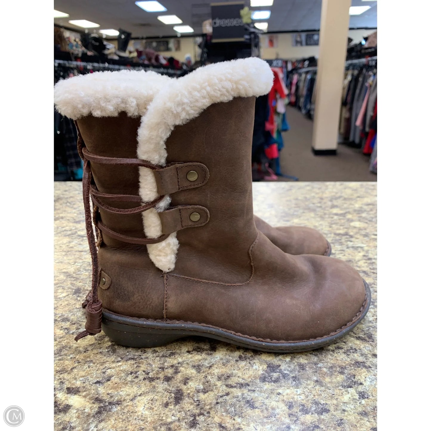 Boots Designer By Ugg In Brown, Size: 7