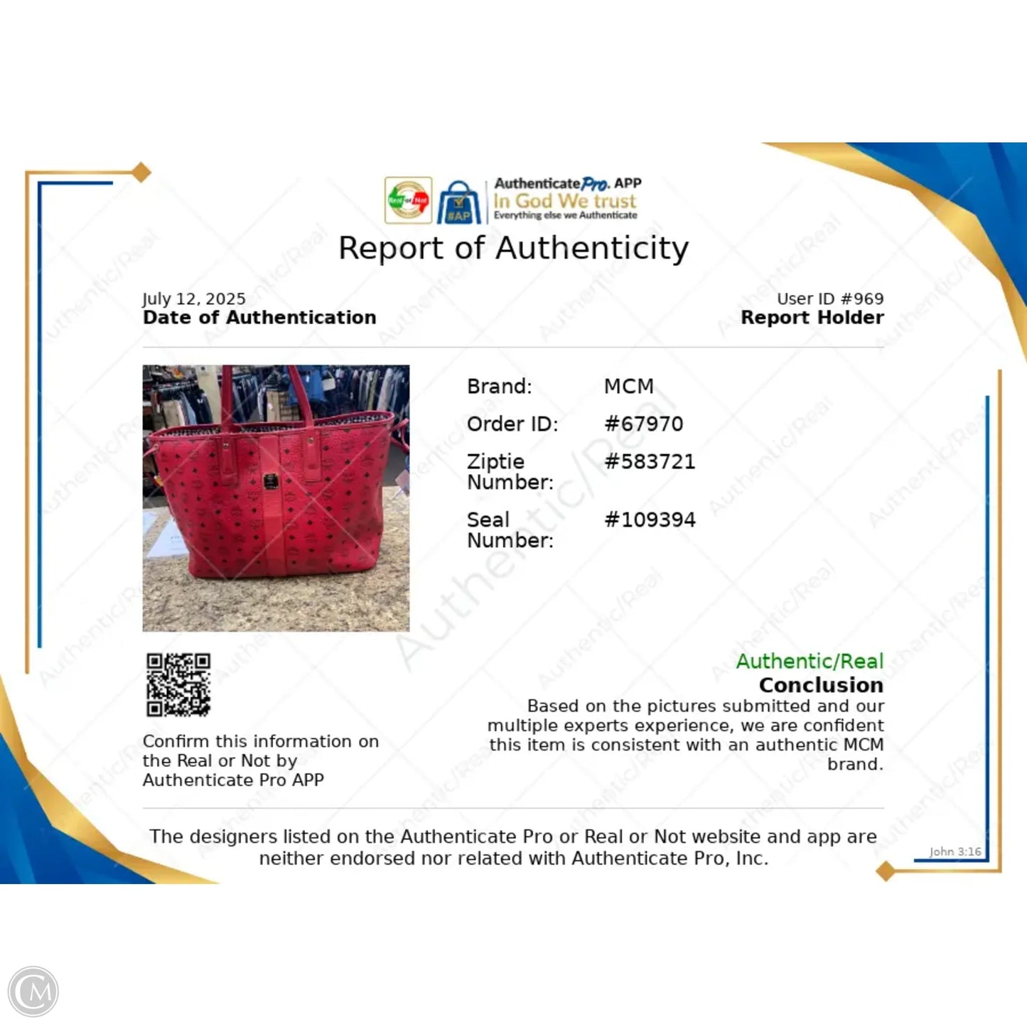 Handbag Luxury Designer By Mcm, Size: Large