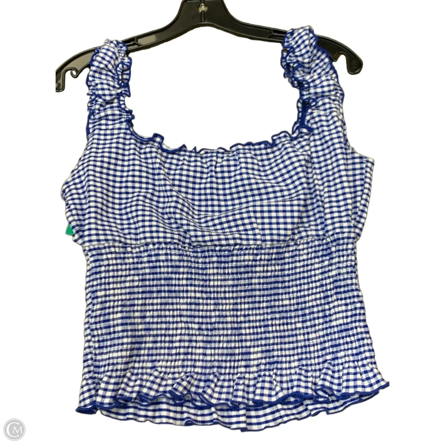 Blouse Short Sleeve By Cmf In Blue & White, Size: Xl
