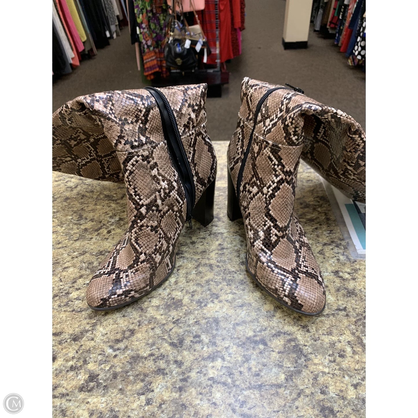 Boots Knee Heels By A New Day In Brown & Cream, Size: 8.5