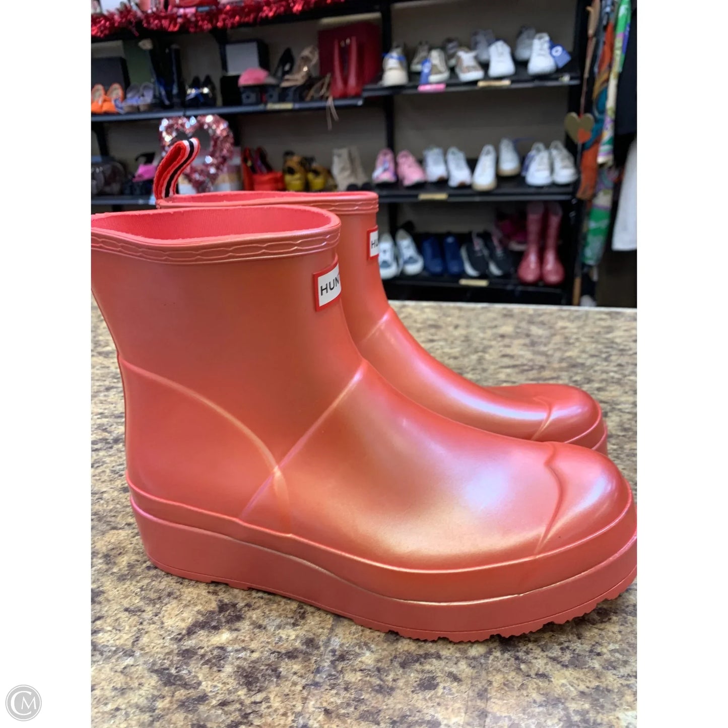 Boots Rain By Hunter In Coral, Size: 9