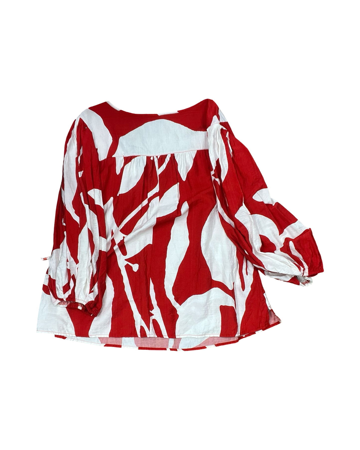 Top 3/4 Sleeve By Mlle Gabrielle In Red & White, Size:1X