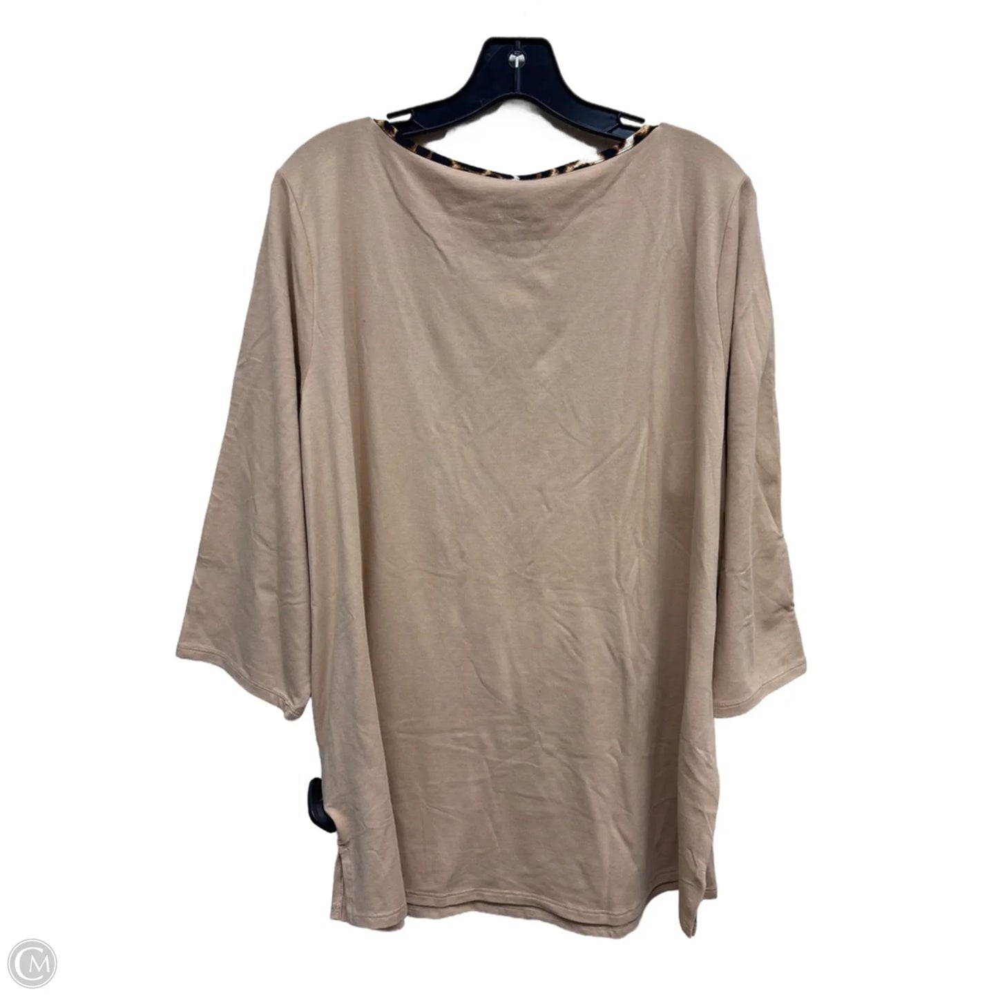 Top Long Sleeve By Belle By Kim Gravel In Tan, Size: 1x