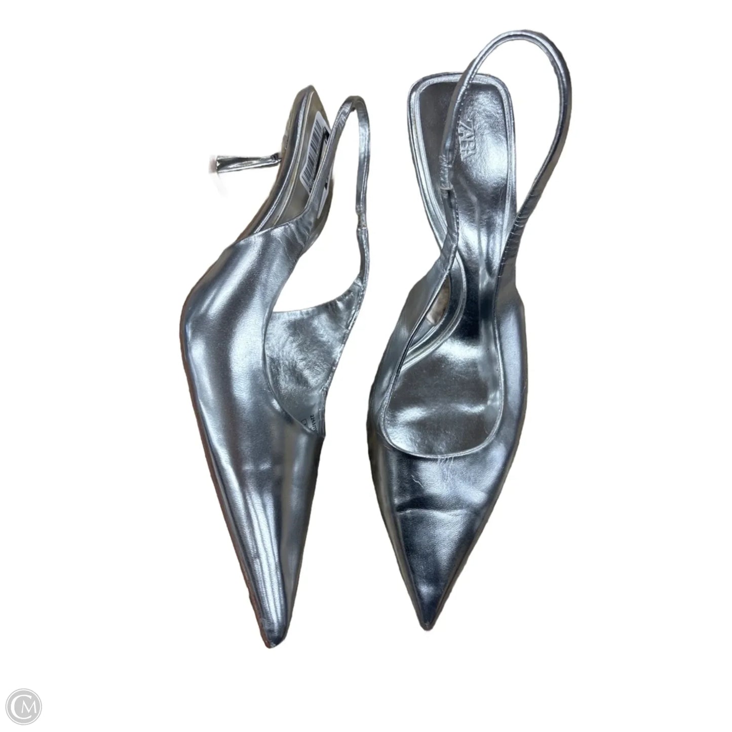 Shoes Heels Kitten By Zara In Silver, Size: 10