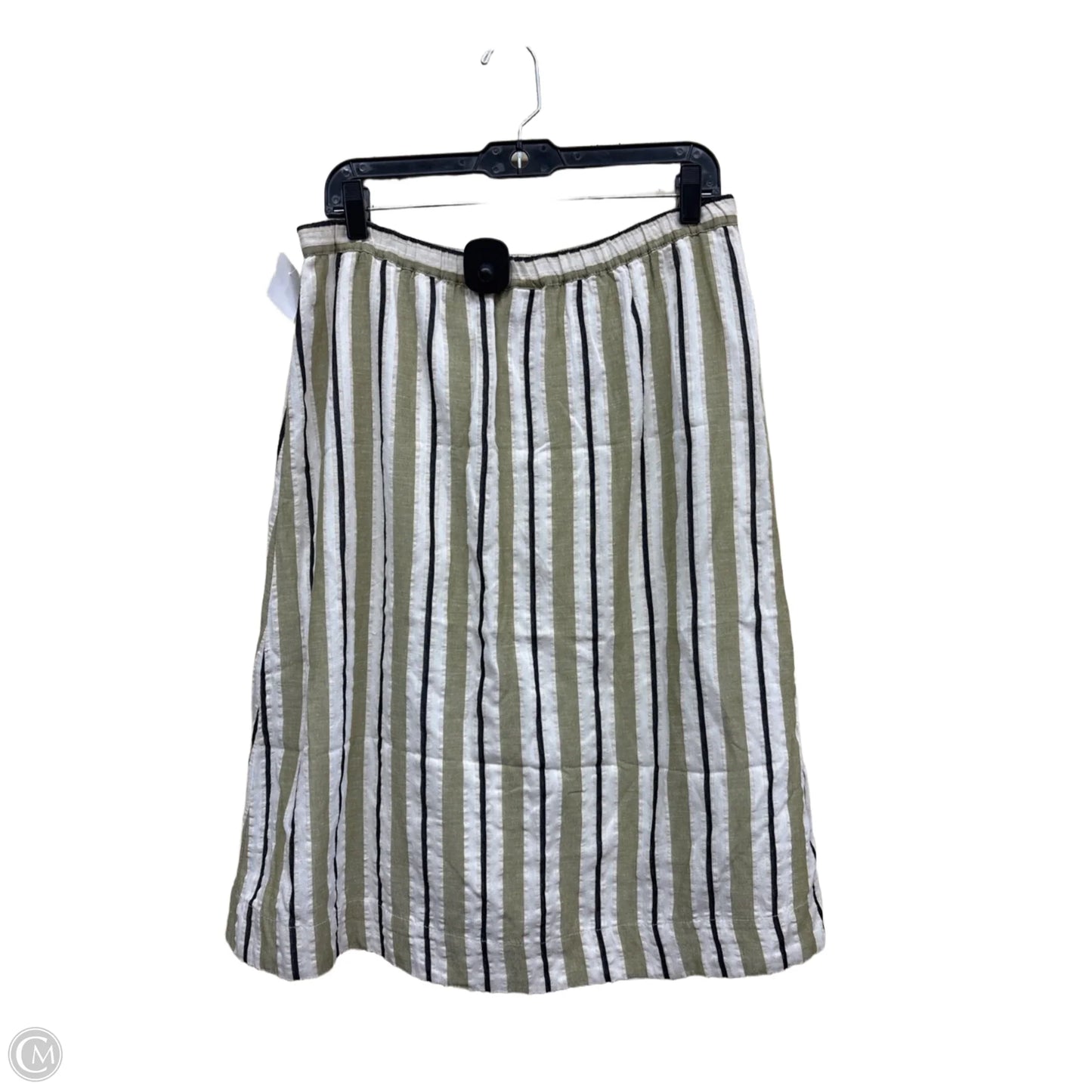 Skirt Midi By Anthropologie In Green & White, Size: L