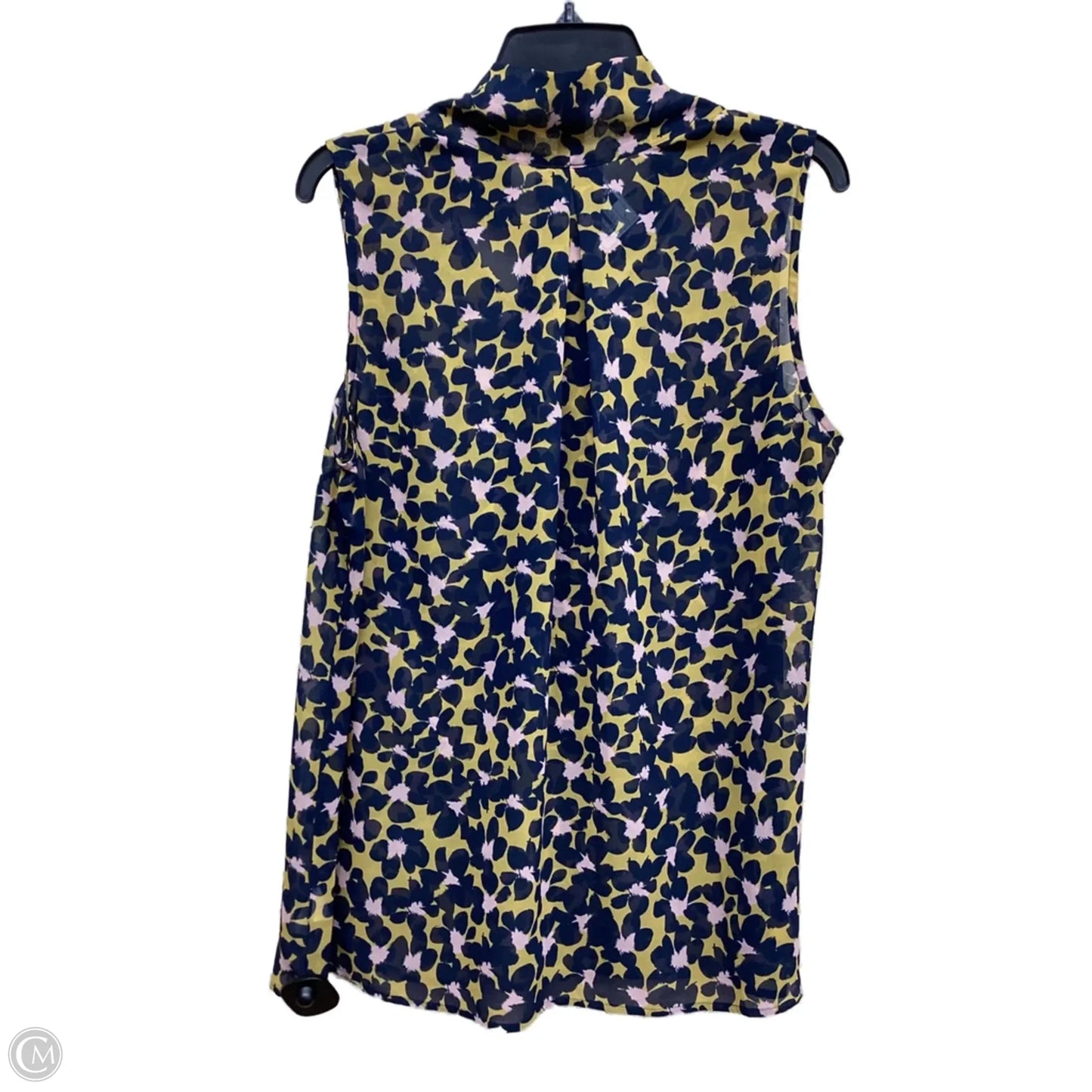 Top Sleeveless By Cabi In Blue & Yellow, Size: L