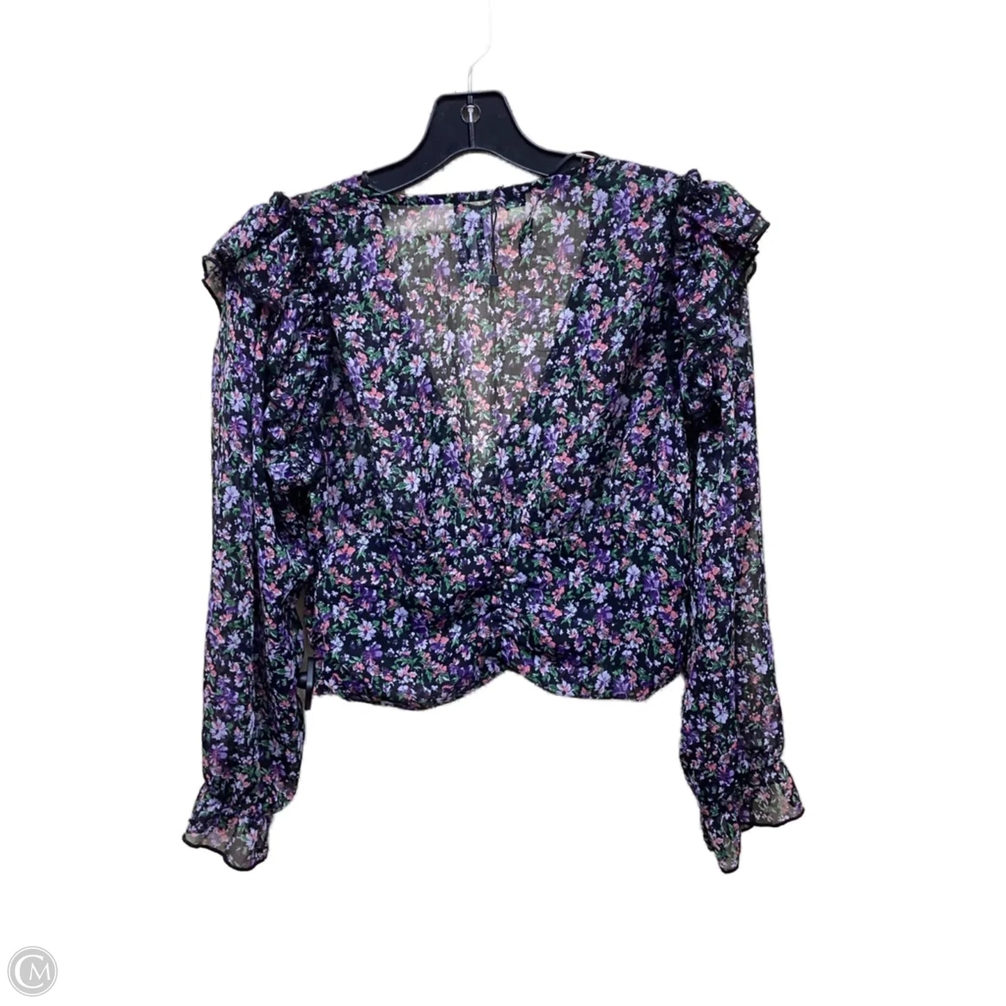 Top Long Sleeve By Zara In Floral Print, Size: M