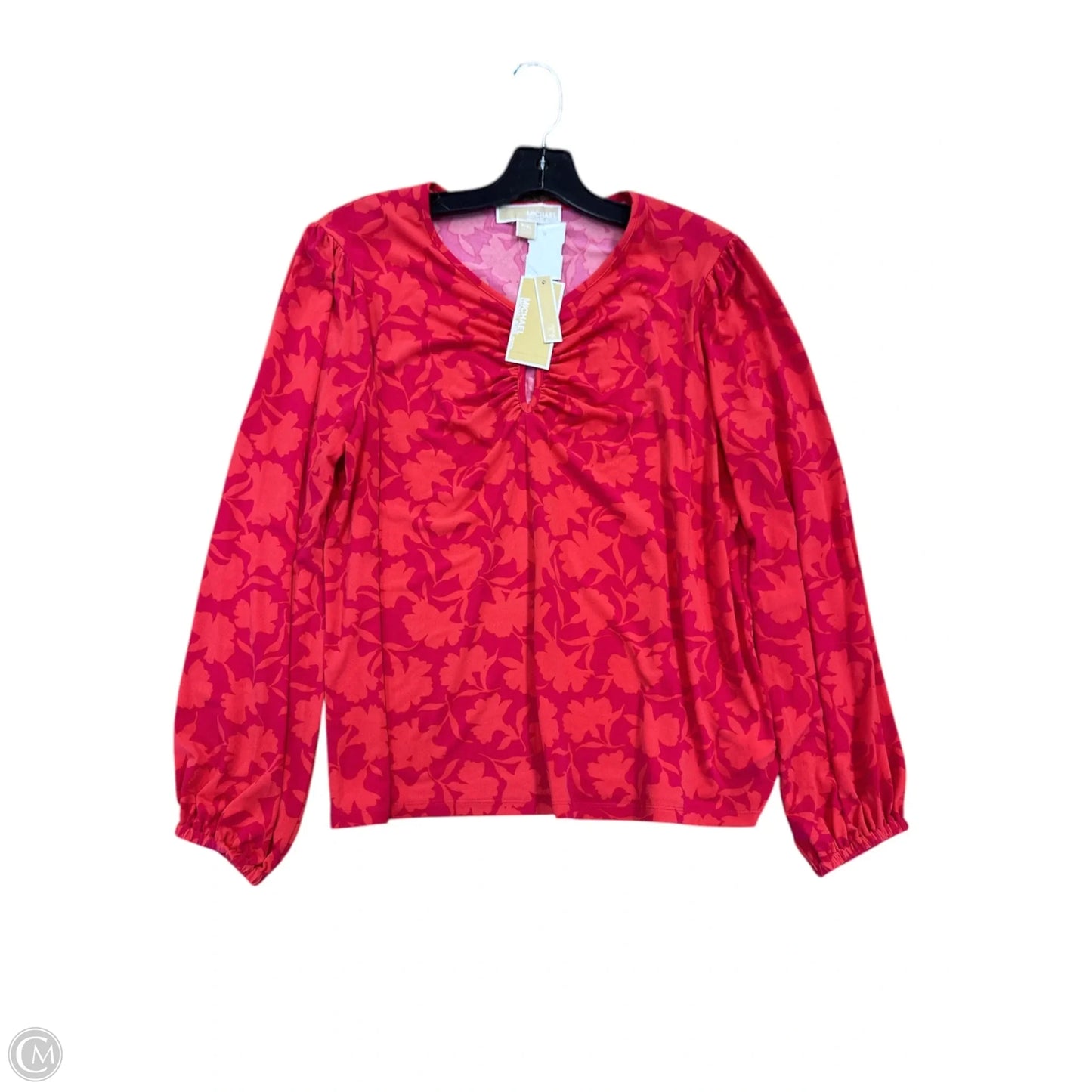 Top Long Sleeve By Michael By Michael Kors In Pink & Red, Size: Xl