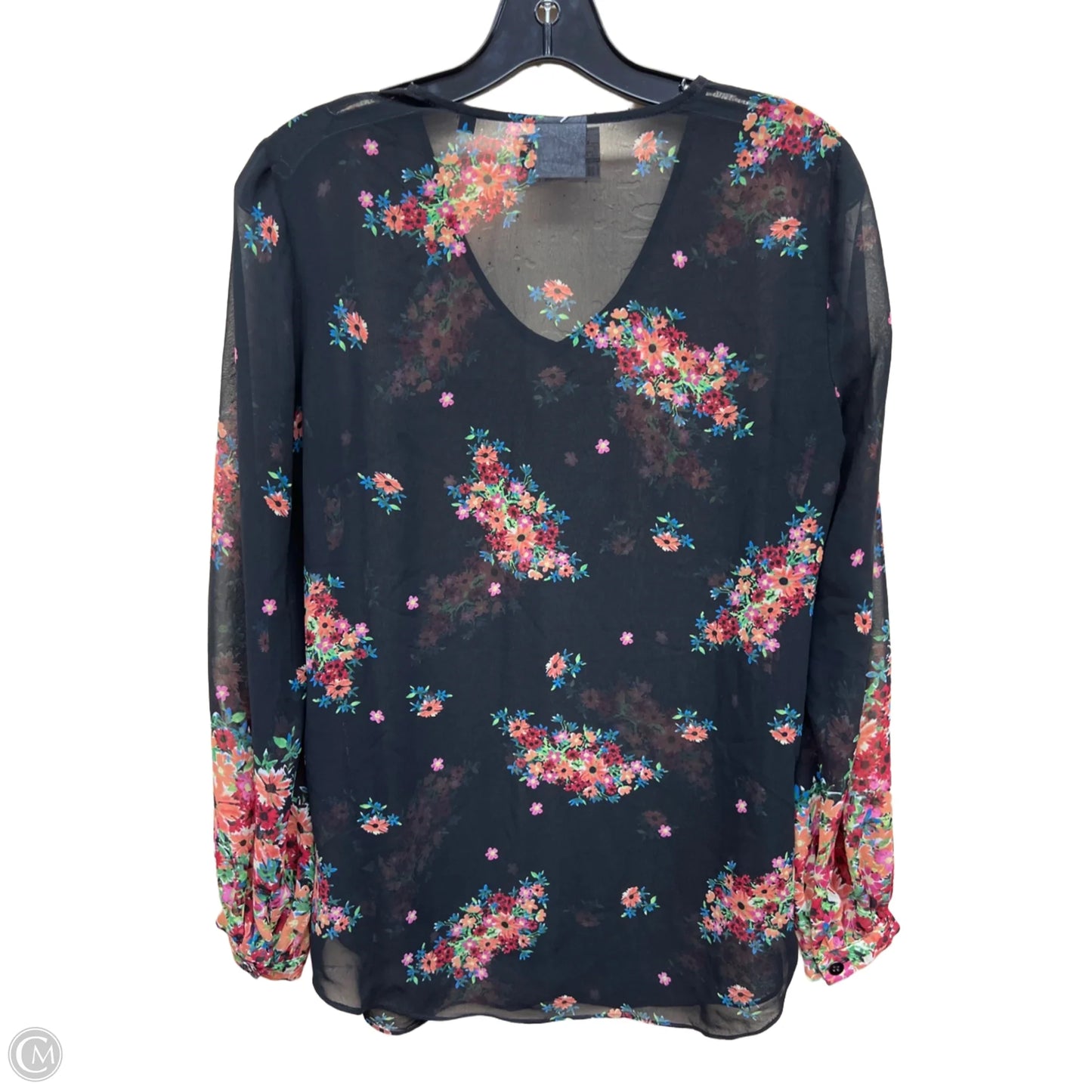 Top Long Sleeve By Cabi In Floral Print, Size: Xs