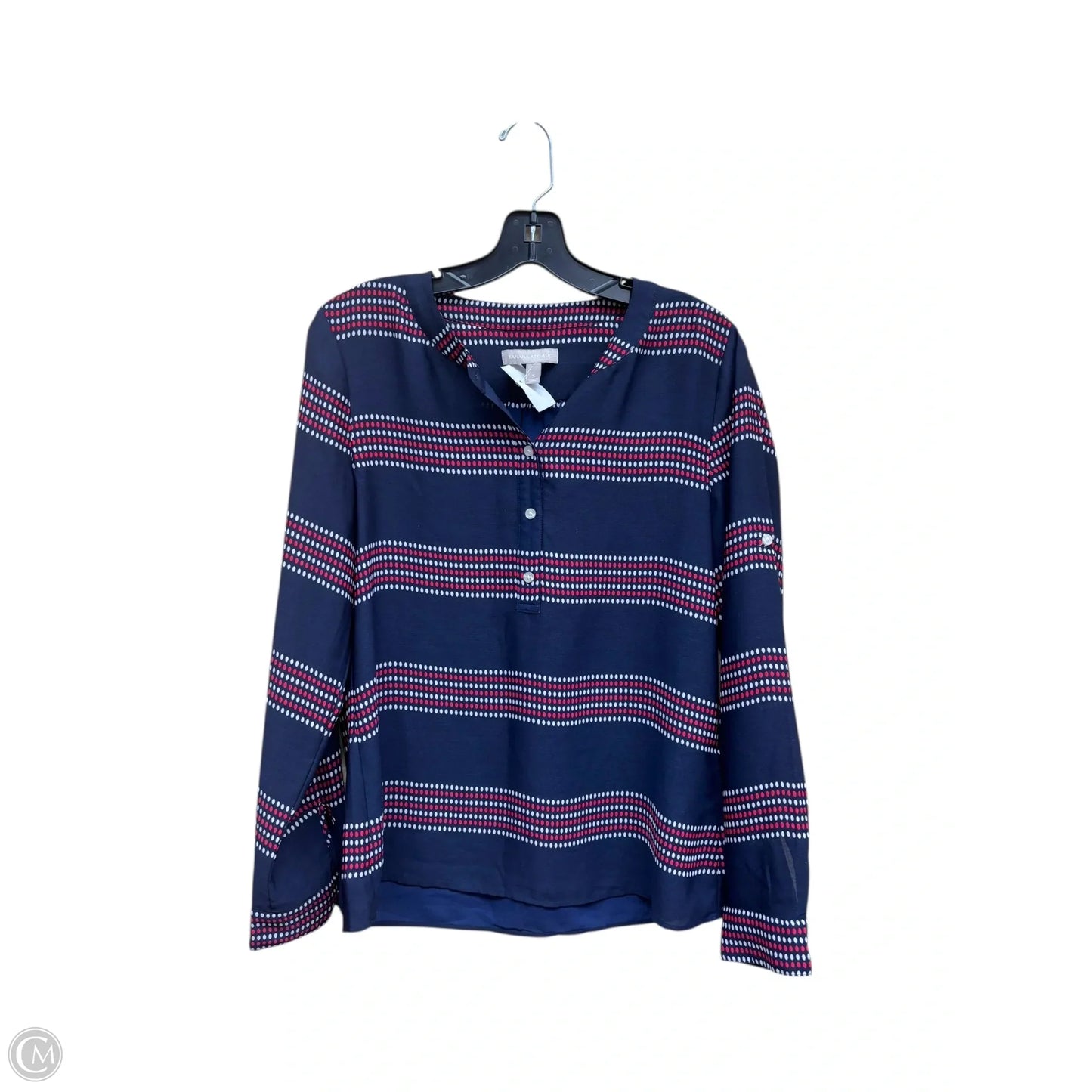 Top Long Sleeve By Banana Republic In Blue & Red, Size: S