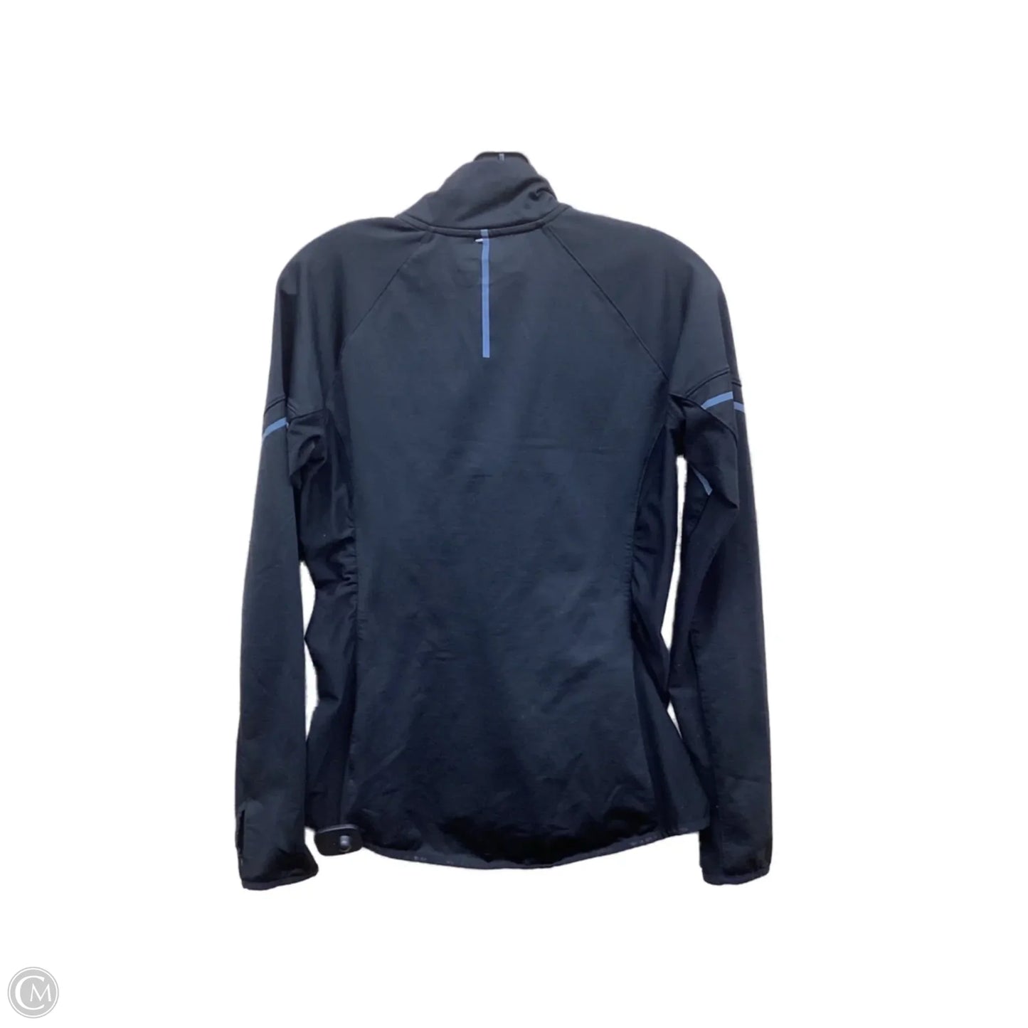 Athletic Top Long Sleeve Collar By New Balance In Black, Size: M