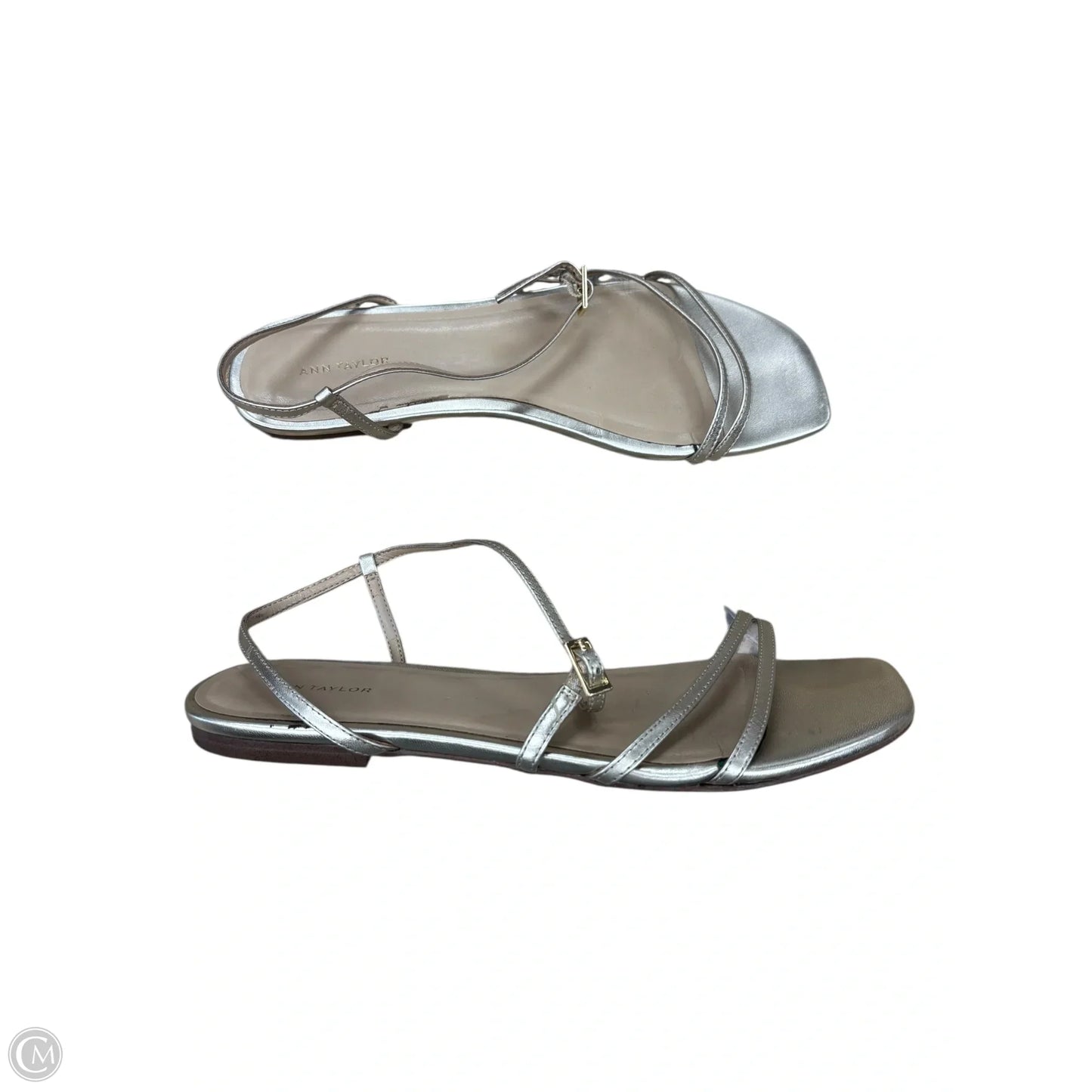 Sandals Flats By Ann Taylor In Silver, Size: 8