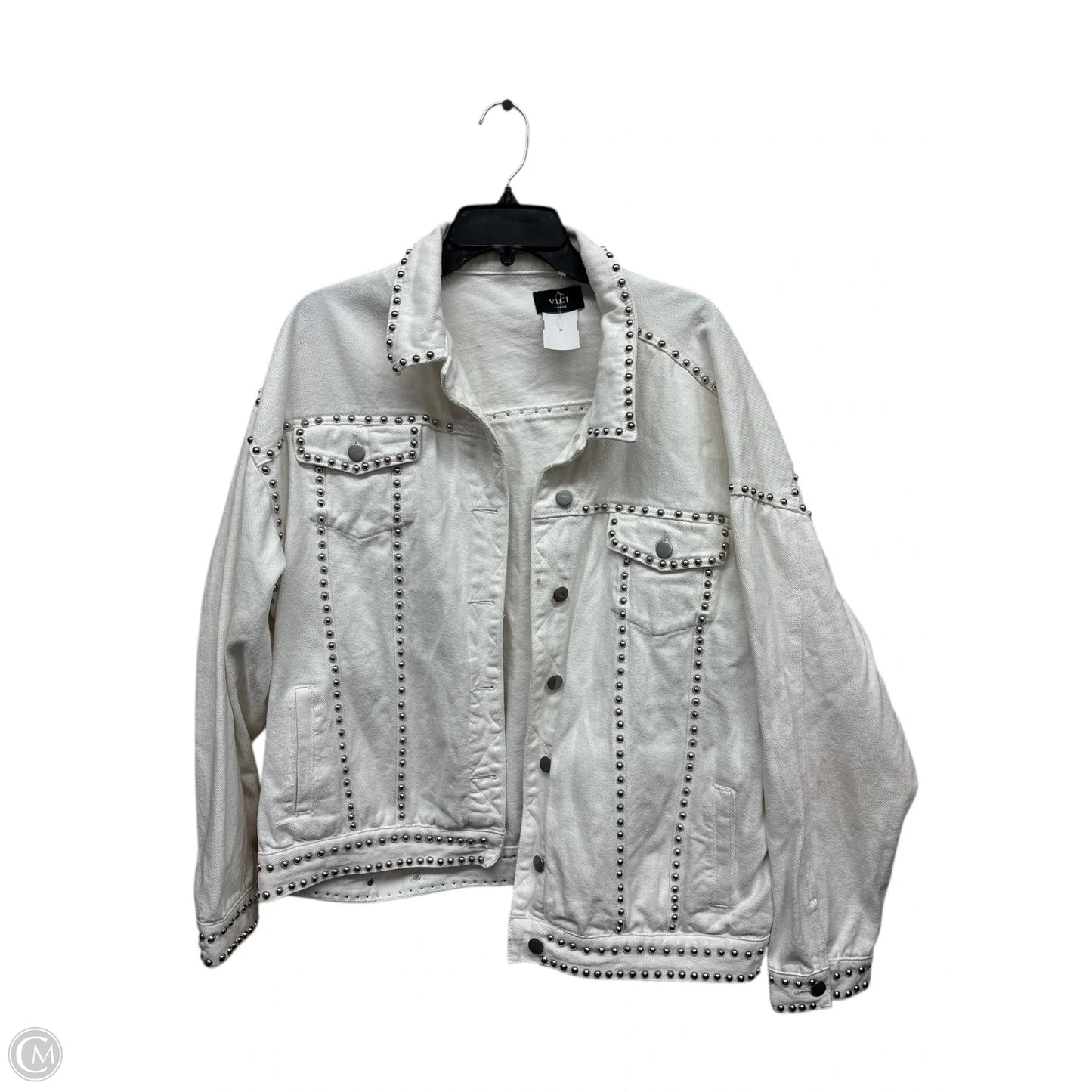 Jacket Denim By Vici In White Denim, Size: L