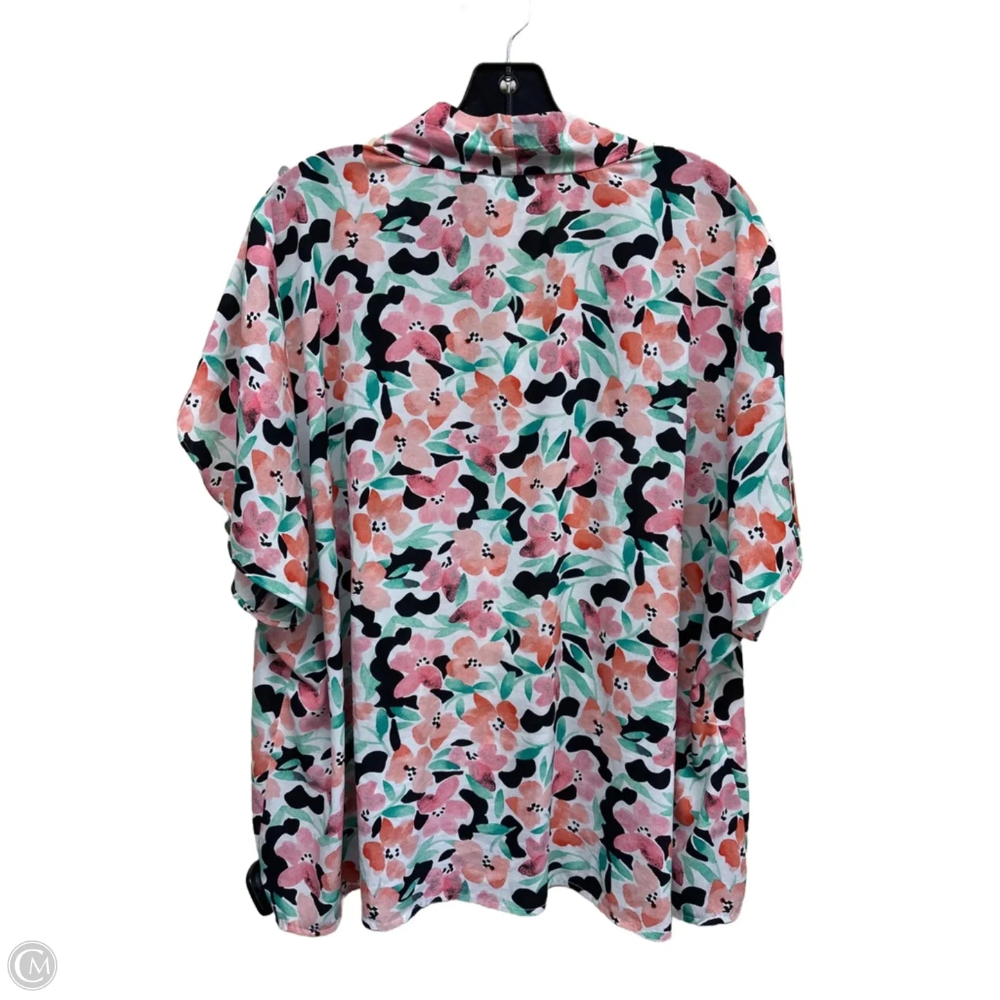 Top Short Sleeve By Calvin Klein In Floral Print, Size: 3x