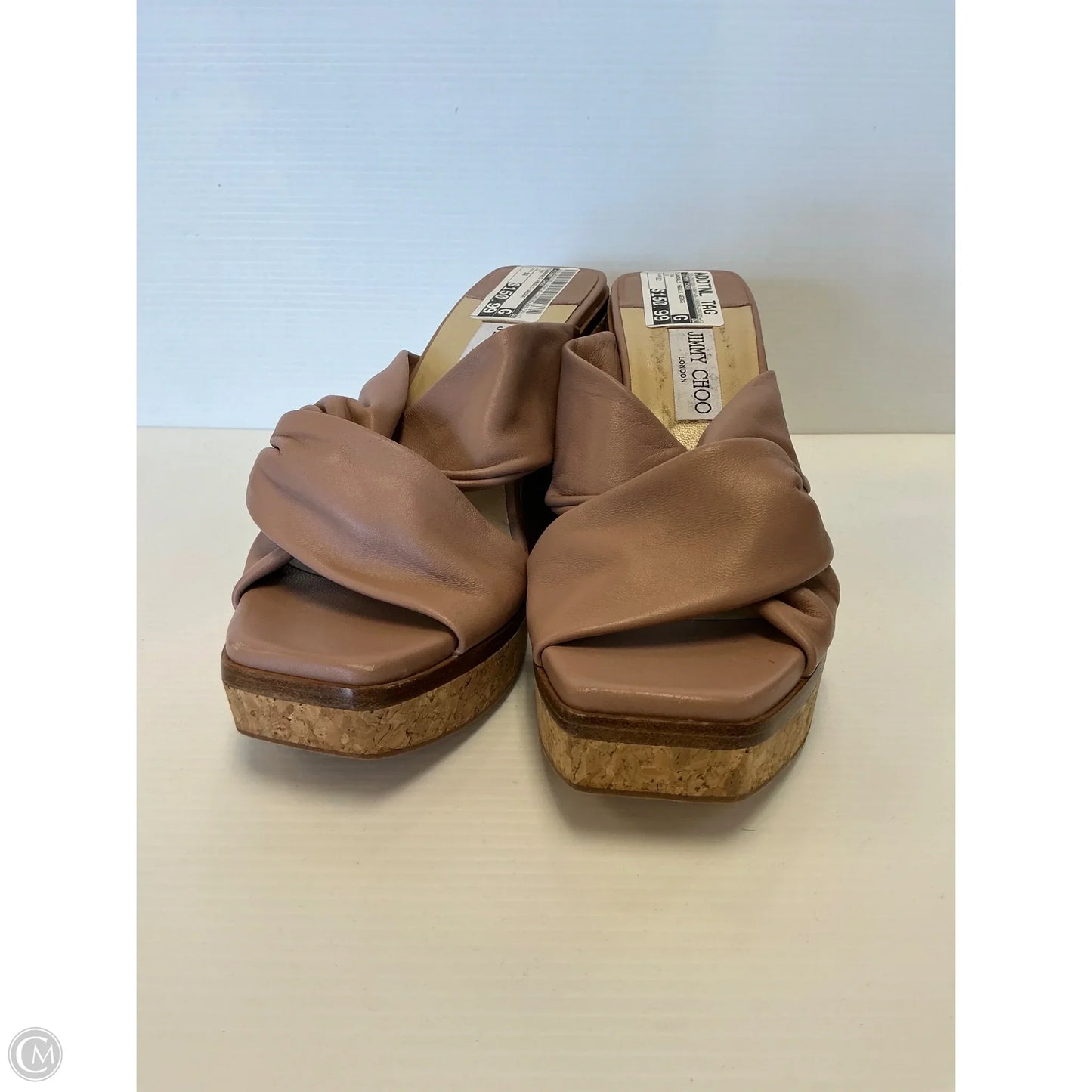 Sandals Heels Wedge By Jimmy Choo In Tan, Size: 12