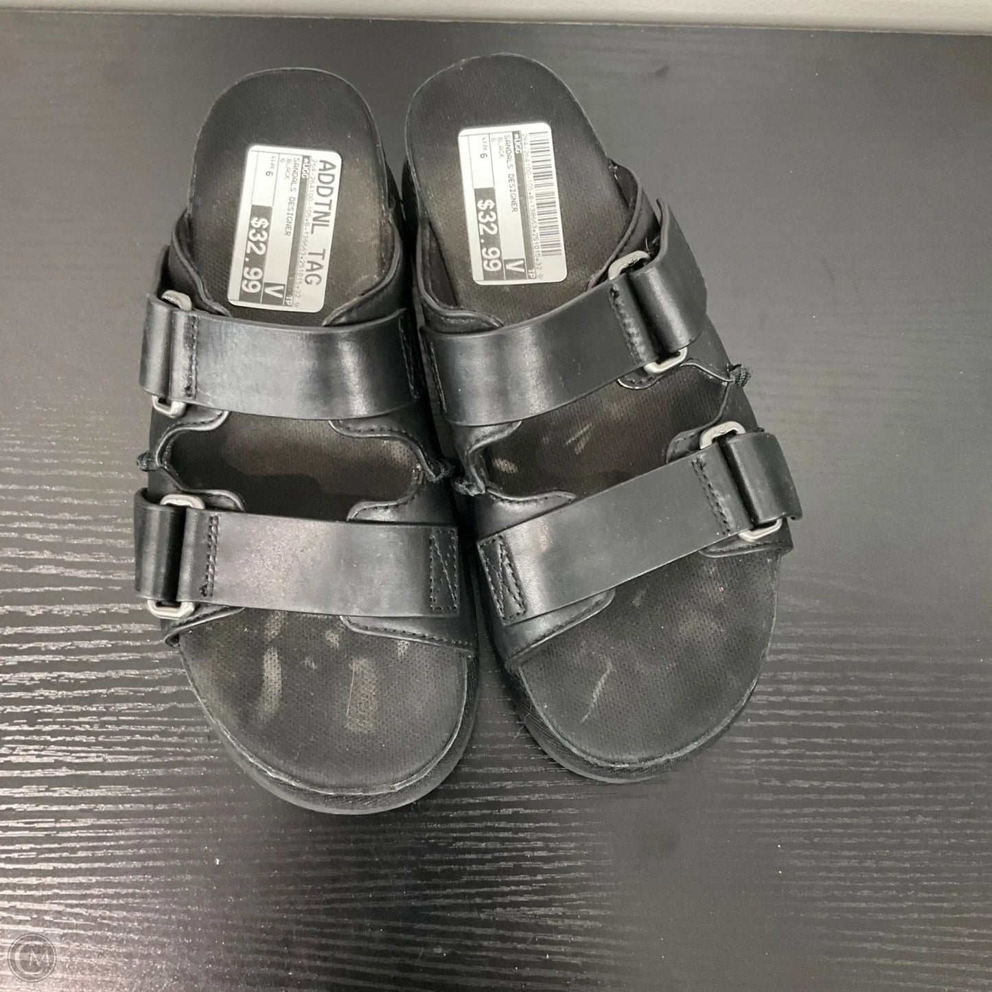 Sandals Designer By Ugg In Black, Size: 6