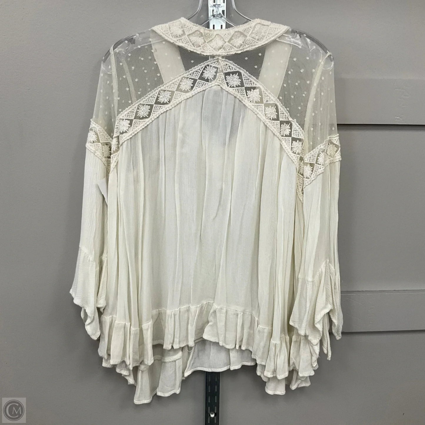 Blouse Long Sleeve By Pink Blush In Cream, Size: L