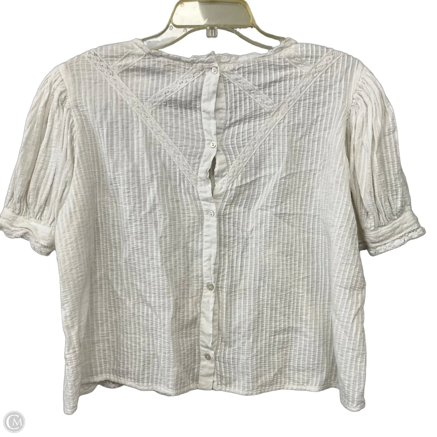 Top Short Sleeve By Loveshackfancy In White, Size: L