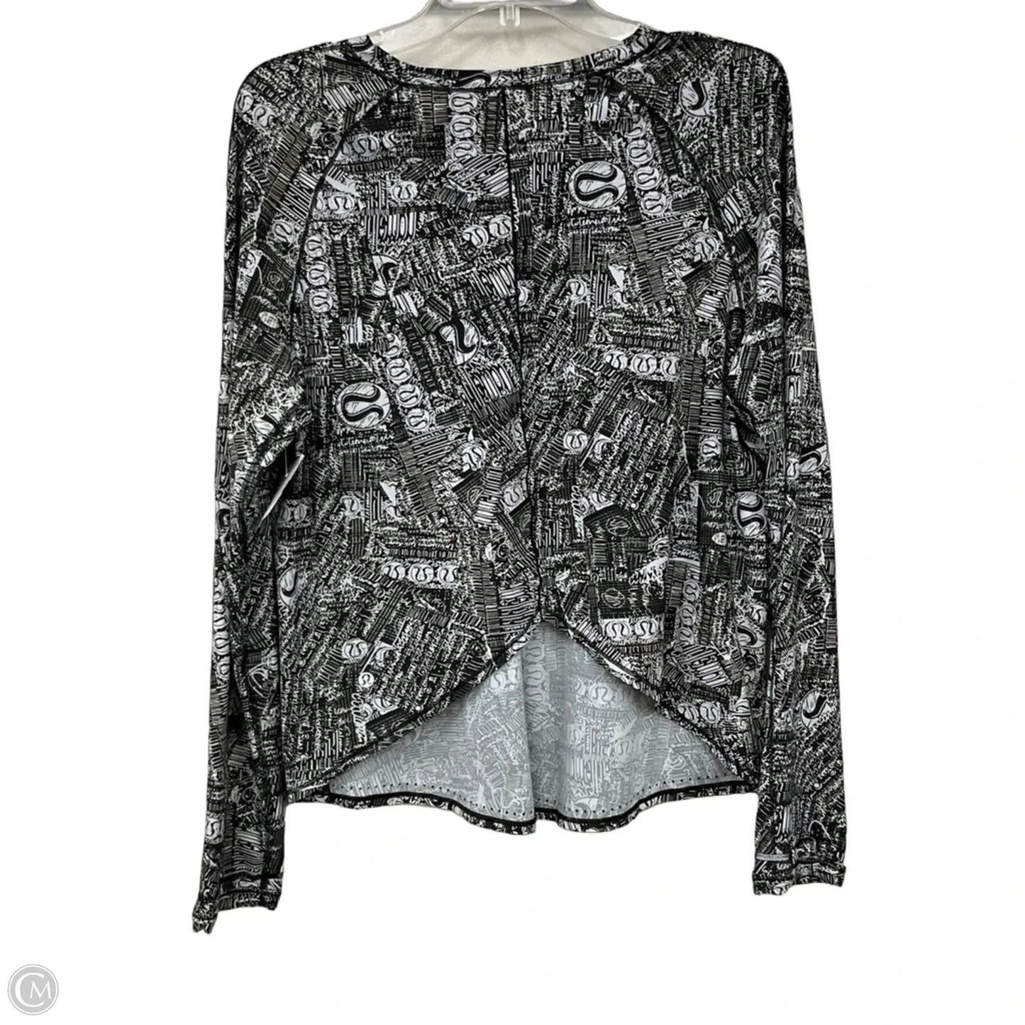 Athletic Top Long Sleeve Crewneck By Lululemon In Black & White, Size: 12