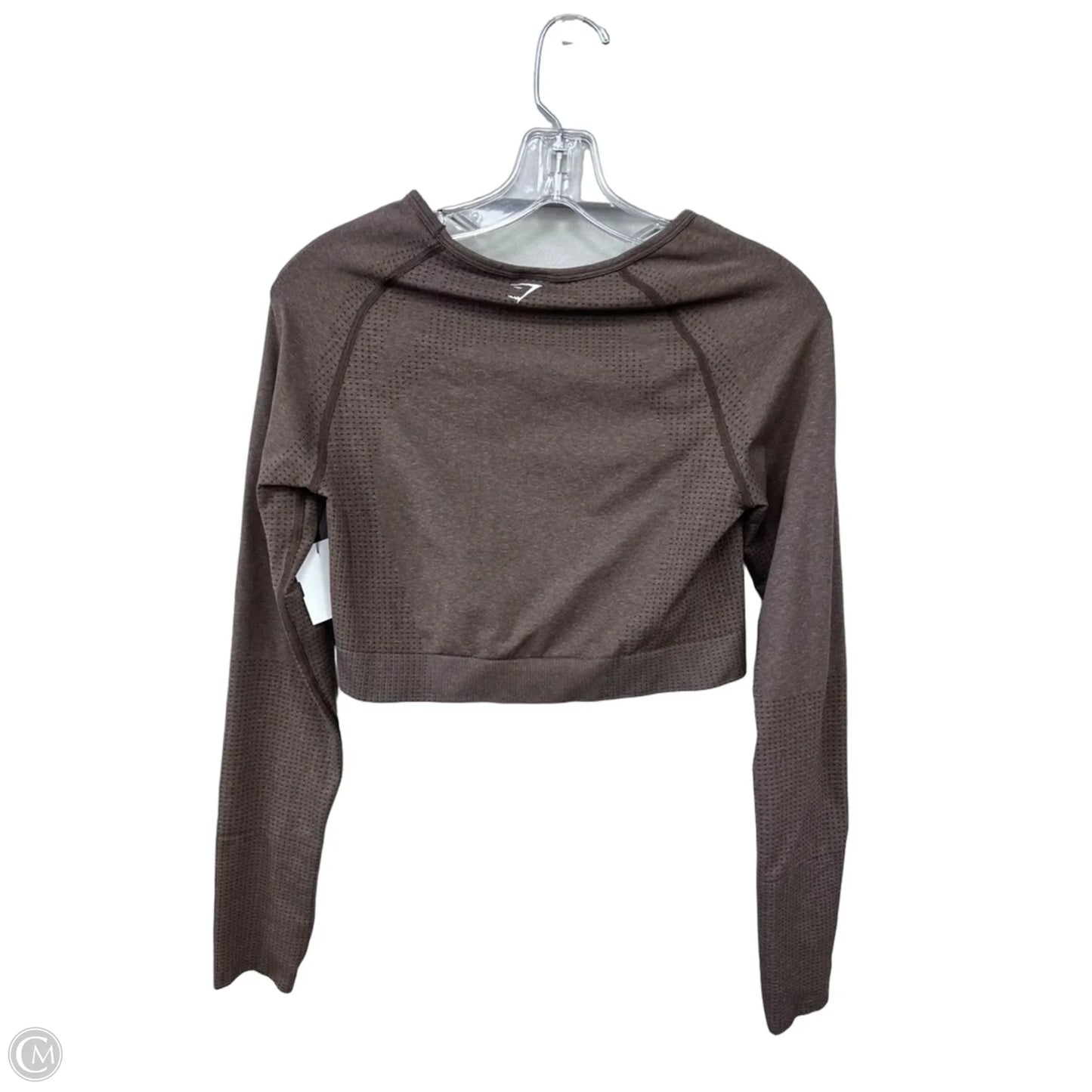 Athletic Top Long Sleeve Crewneck By Gym Shark In Brown, Size: L