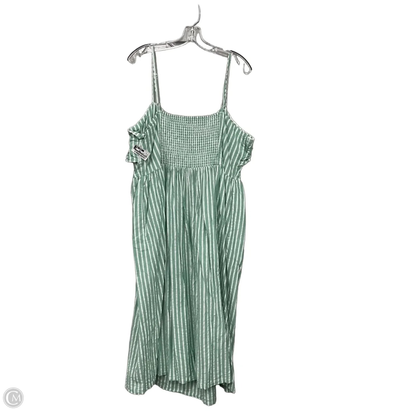 Dress Casual Midi By Old Navy In Green & White, Size: 2x
