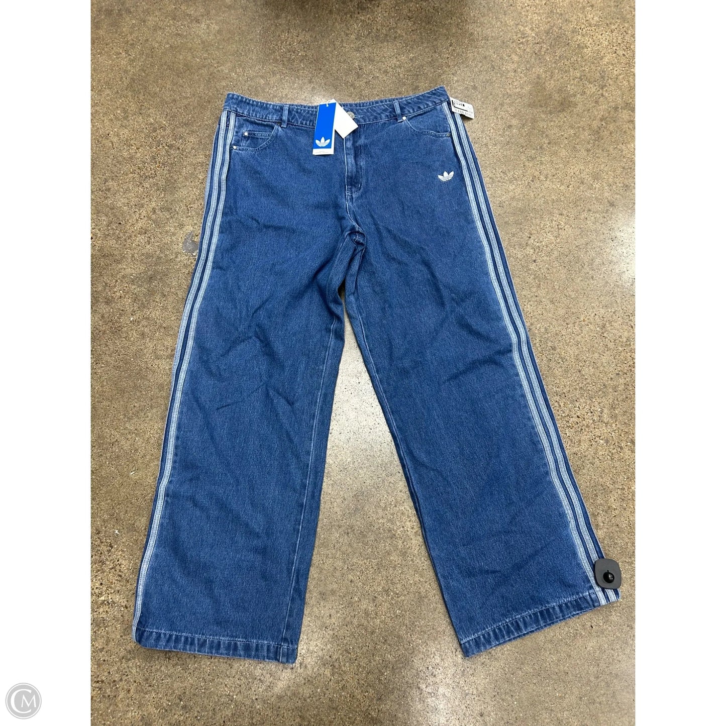 Jeans Wide Leg By Adidas In Blue Denim, Size: 16