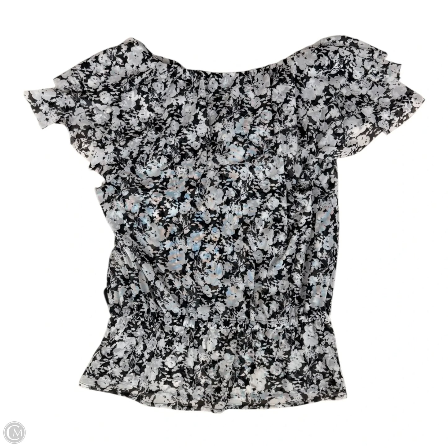 Blouse Short Sleeve By White House Black Market In Blue & White, Size: L