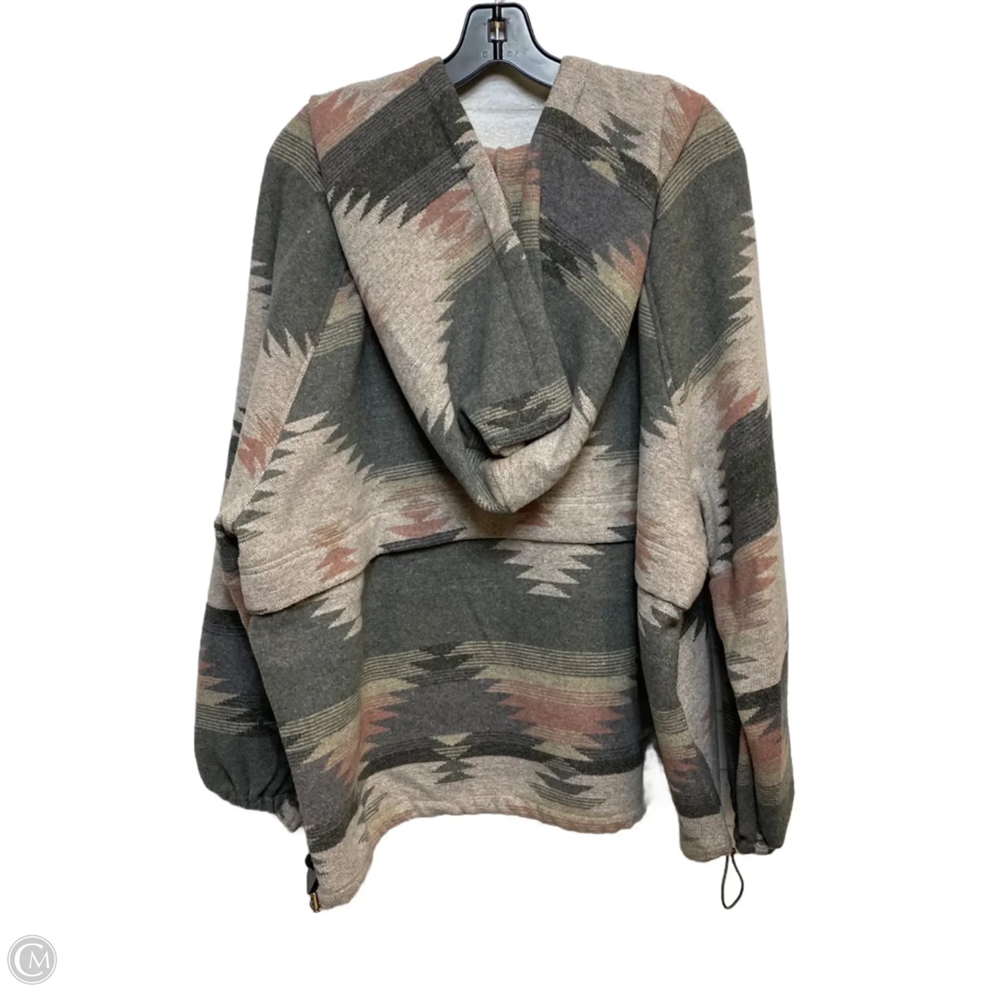 Sweatshirt Hoodie By Main Strip In Grey & Pink, Size: 1x