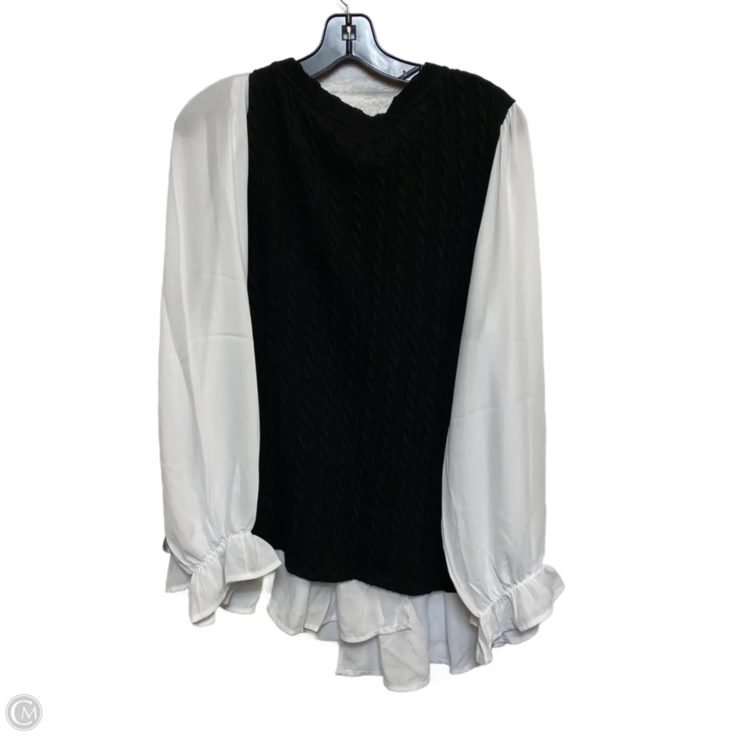 Top Long Sleeve By Ashley Stewart In Black & White, Size: 1x