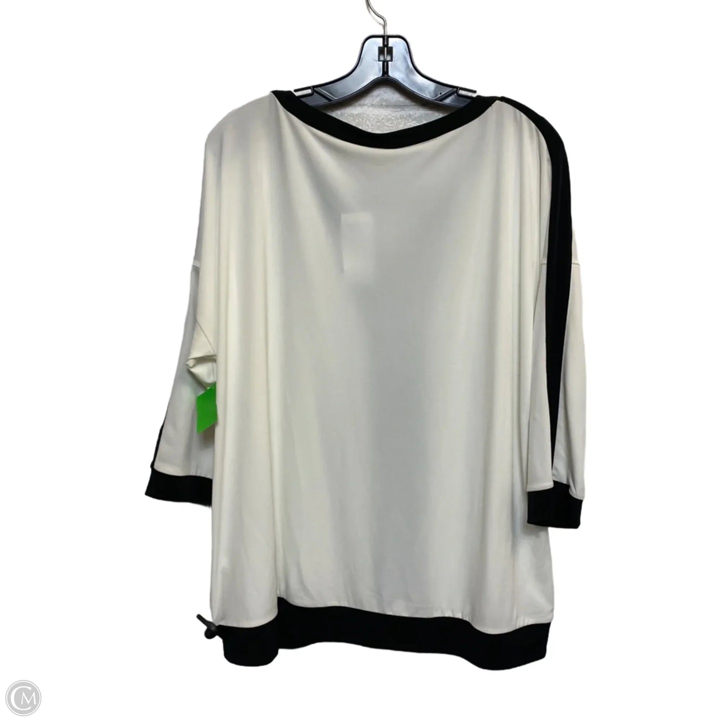 Top 3/4 Sleeve By Chicos In Black & White, Size: Xl
