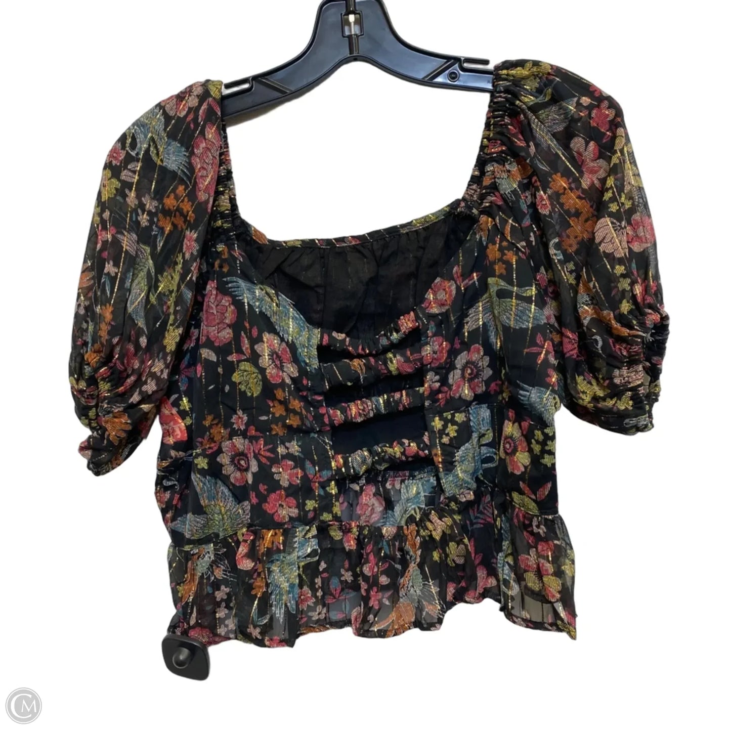 Top Short Sleeve By Angie In Black, Size: L